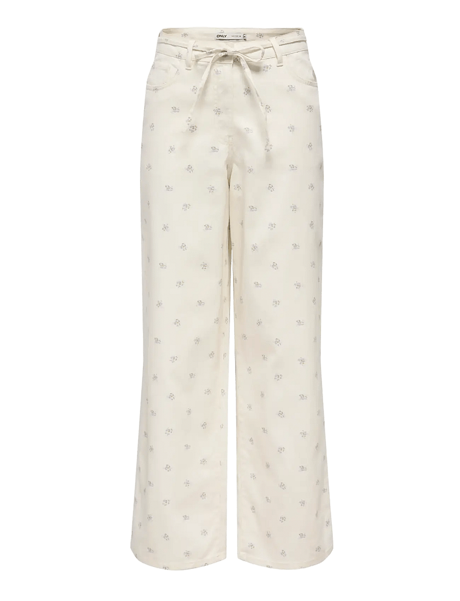 ONLY - ONLNAOMI AOP PANTS OTW - hose mit geradem bein - egret - 0