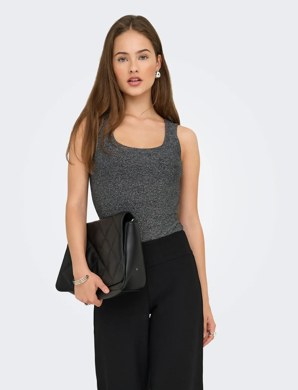 ONLY - ONLEA GLITTER S/L 2-WAYS TOP JRS NOOS - Ärmellose tops - black - 0