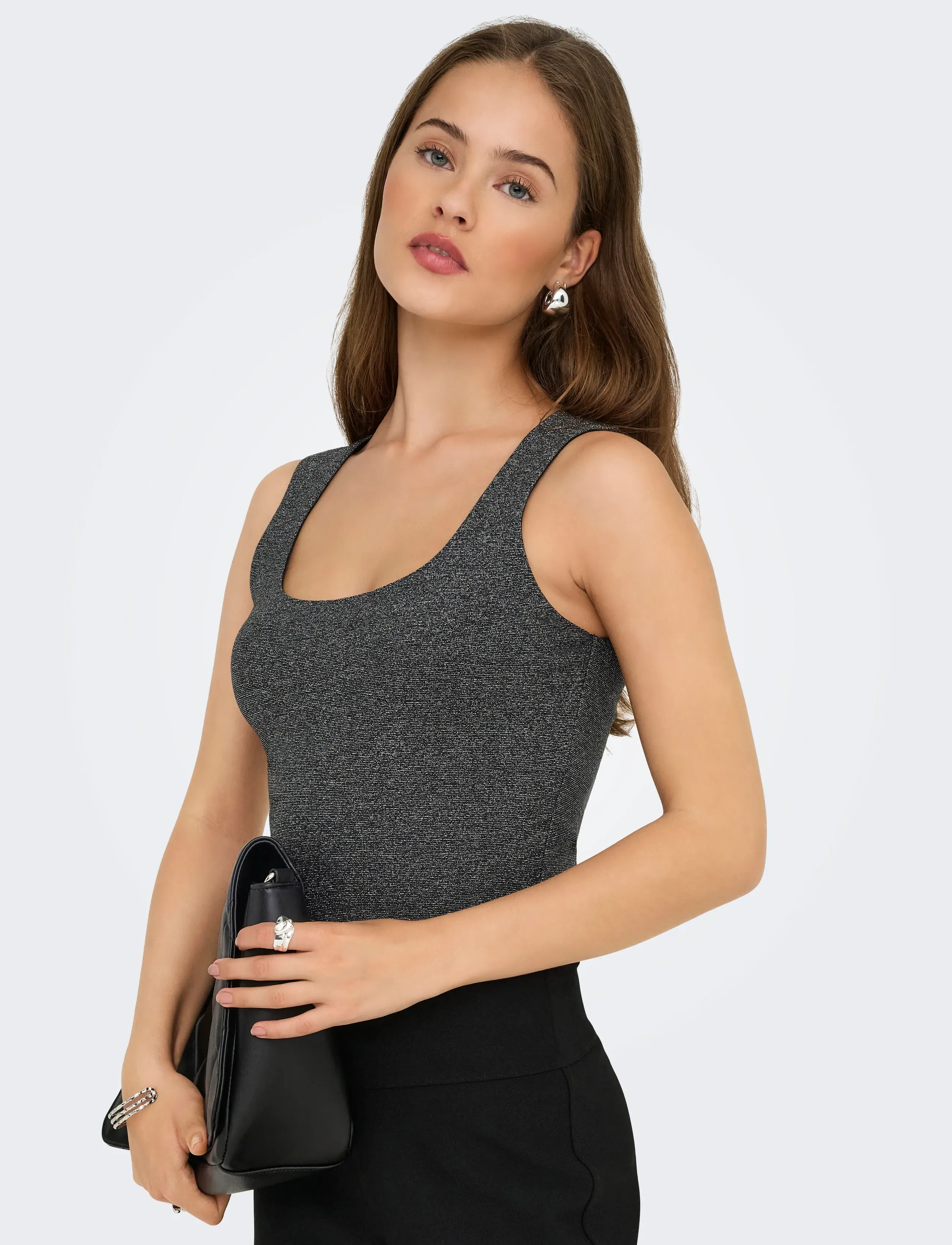 ONLY - ONLEA GLITTER S/L 2-WAYS TOP JRS NOOS - hauts sans manches - black - 4