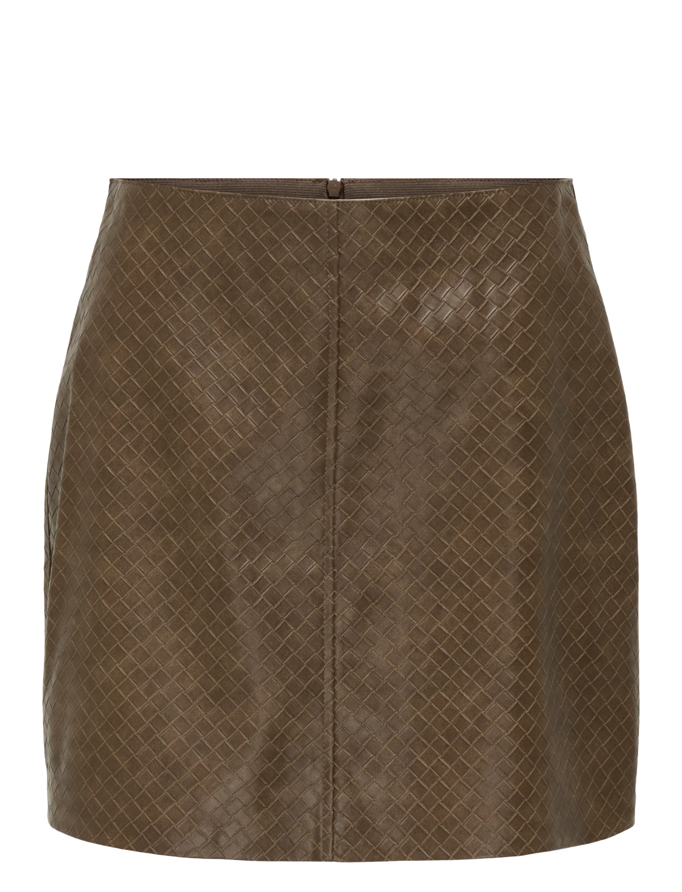 ONLY Onlsaku Braid Faux Leather Skirt Otw, XS, Brown, Nederdele > Korte Nederdele, Dame