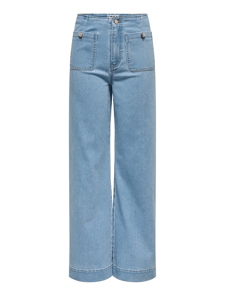 ONLY - ONLMADELINE HW WD POCKET DNM GUA221 NOOS - brede jeans - light blue denim - 1