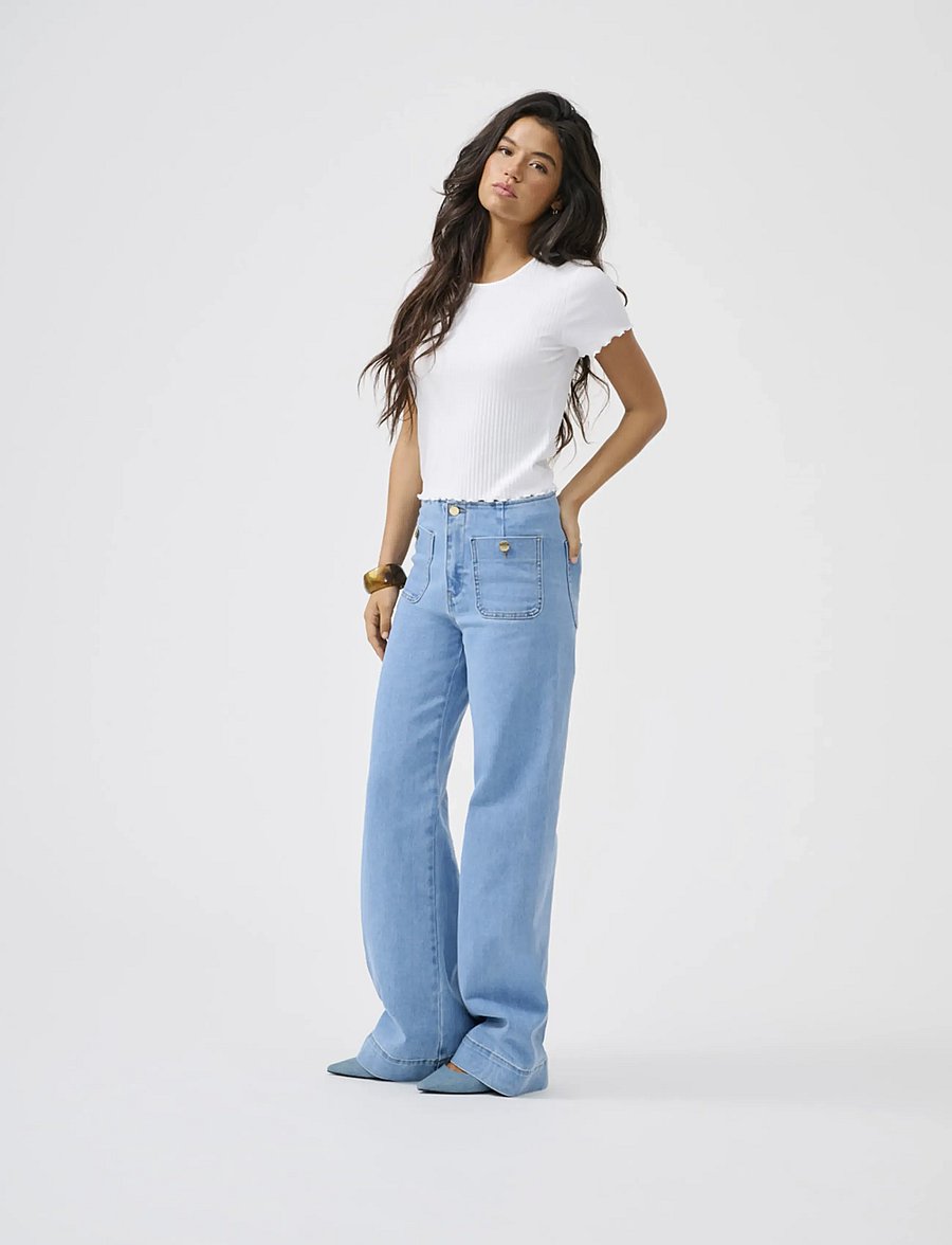 ONLY - ONLMADELINE HW WD POCKET DNM GUA221 NOOS - brede jeans - light blue denim - 0