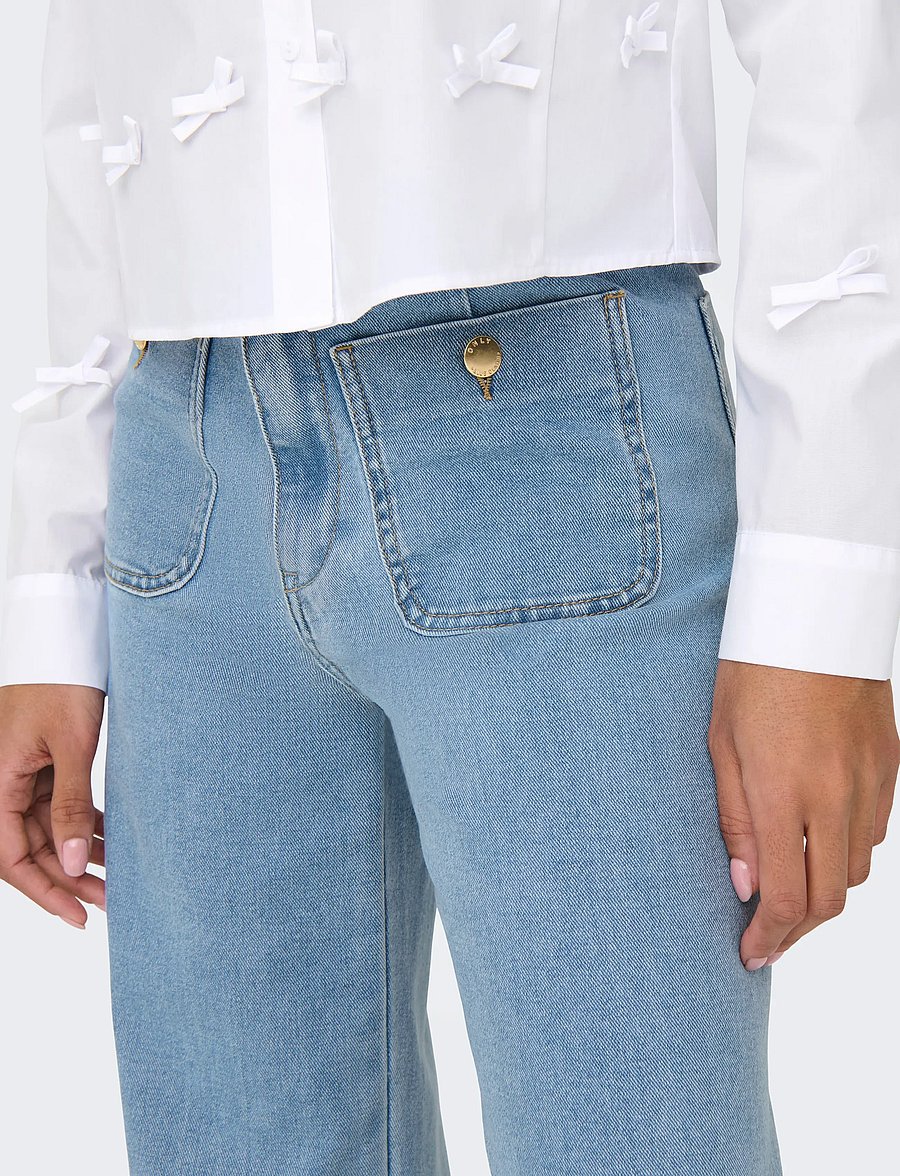 ONLY - ONLMADELINE HW WD POCKET DNM GUA221 NOOS - brede jeans - light blue denim - 5