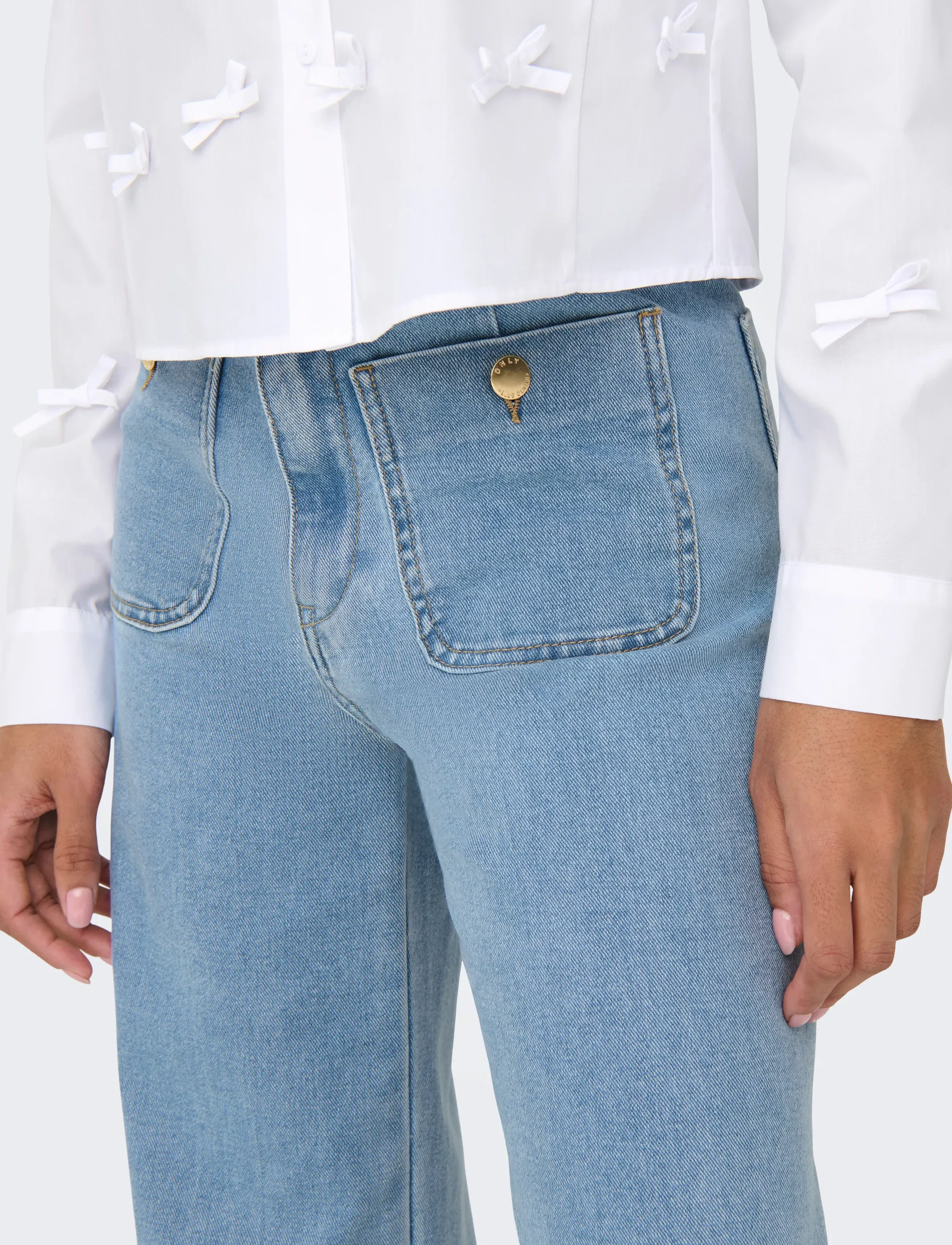 ONLY - ONLMADELINE HW WD POCKET DNM GUA221 NOOS - brede jeans - light blue denim - 5