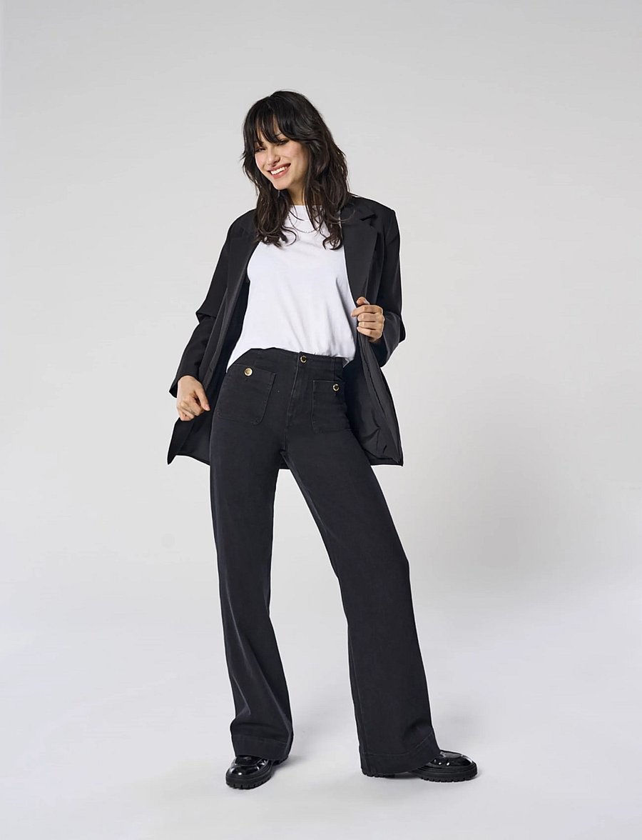 ONLY - ONLMADELINE HW WD POCKET DNM GUA554 NOOS - black denim - 0