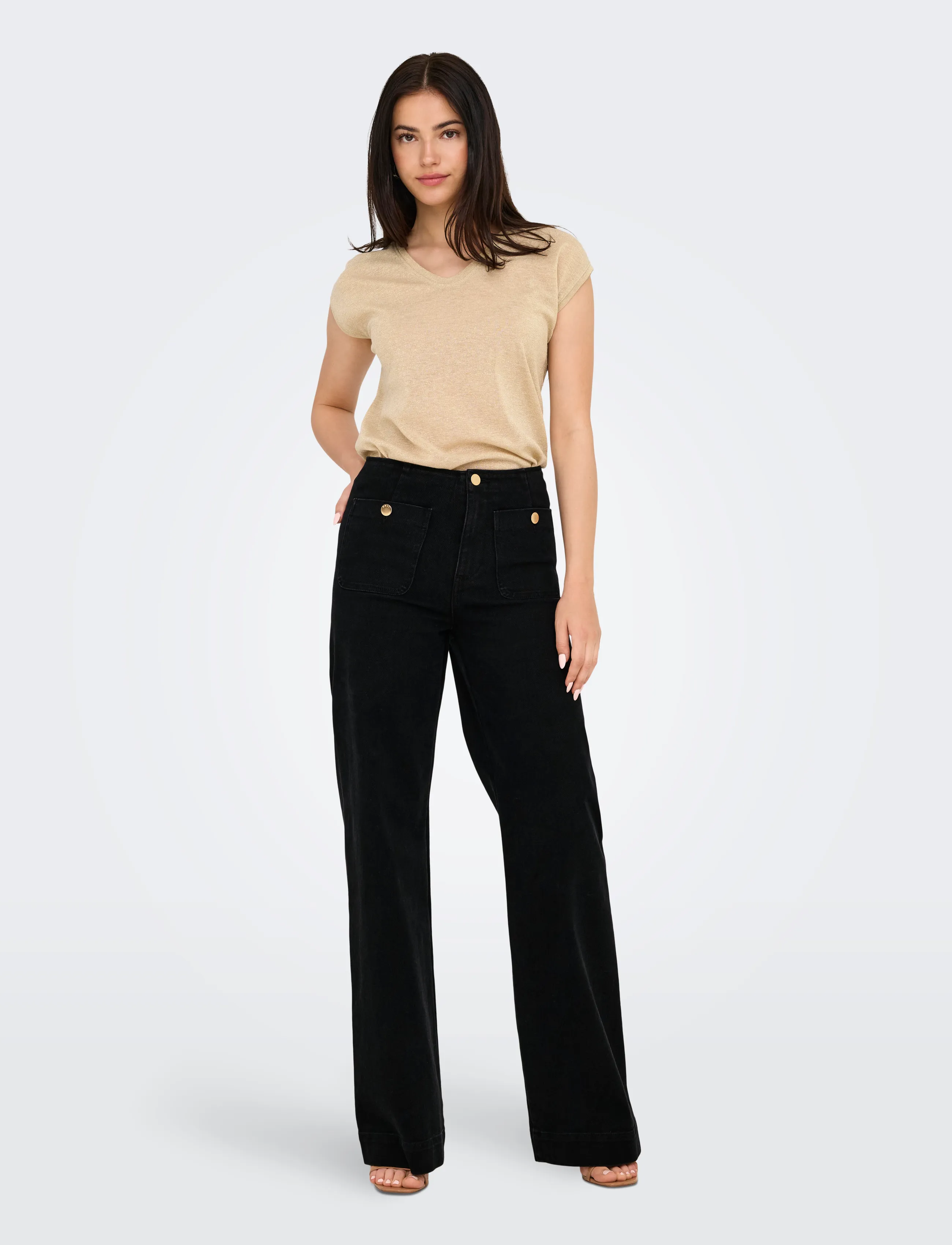 ONLY - ONLMADELINE HW WD POCKET DNM GUA554 NOOS - black denim - 4