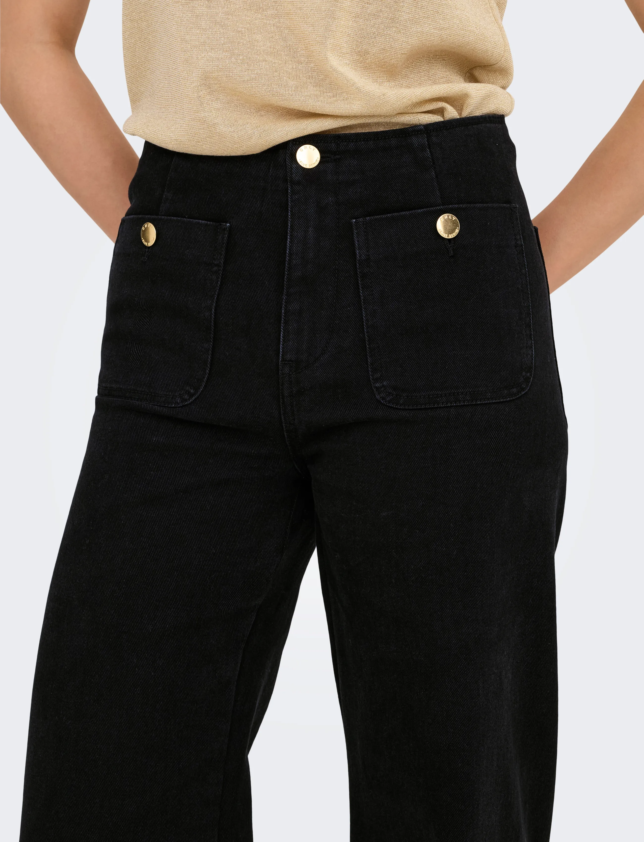 ONLY - ONLMADELINE HW WD POCKET DNM GUA554 NOOS - black denim - 5