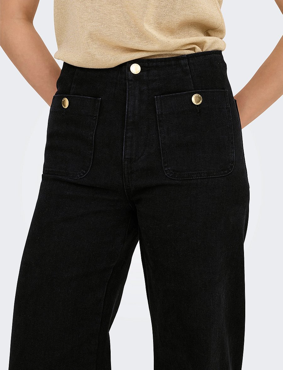 ONLY - ONLMADELINE HW WD POCKET DNM GUA554 NOOS - black denim - 5