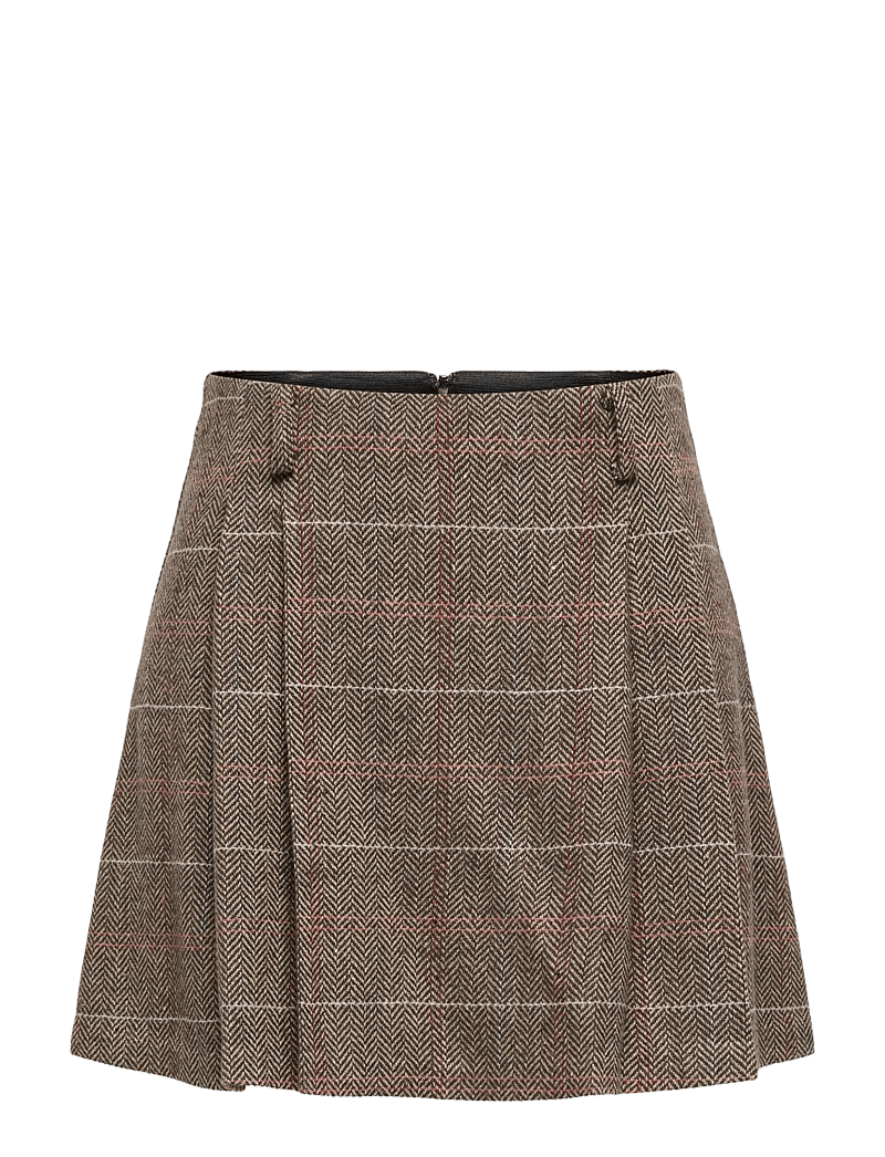 ONLY - ONLRICCA LIFE CHECK MW SKIRT OTW - plisserede nederdele - seal brown - 1