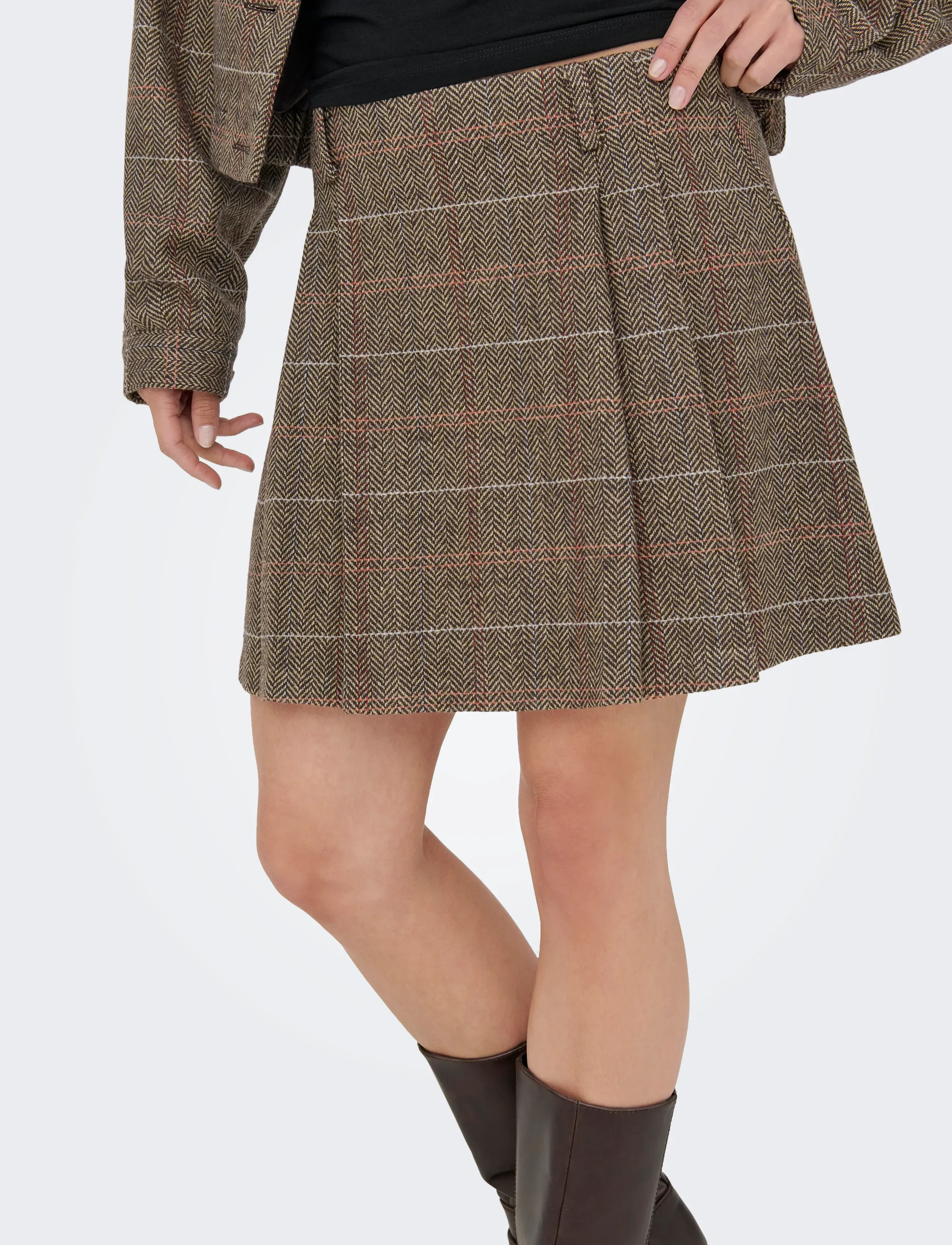 ONLY - ONLRICCA LIFE CHECK MW SKIRT OTW - seal brown - 4