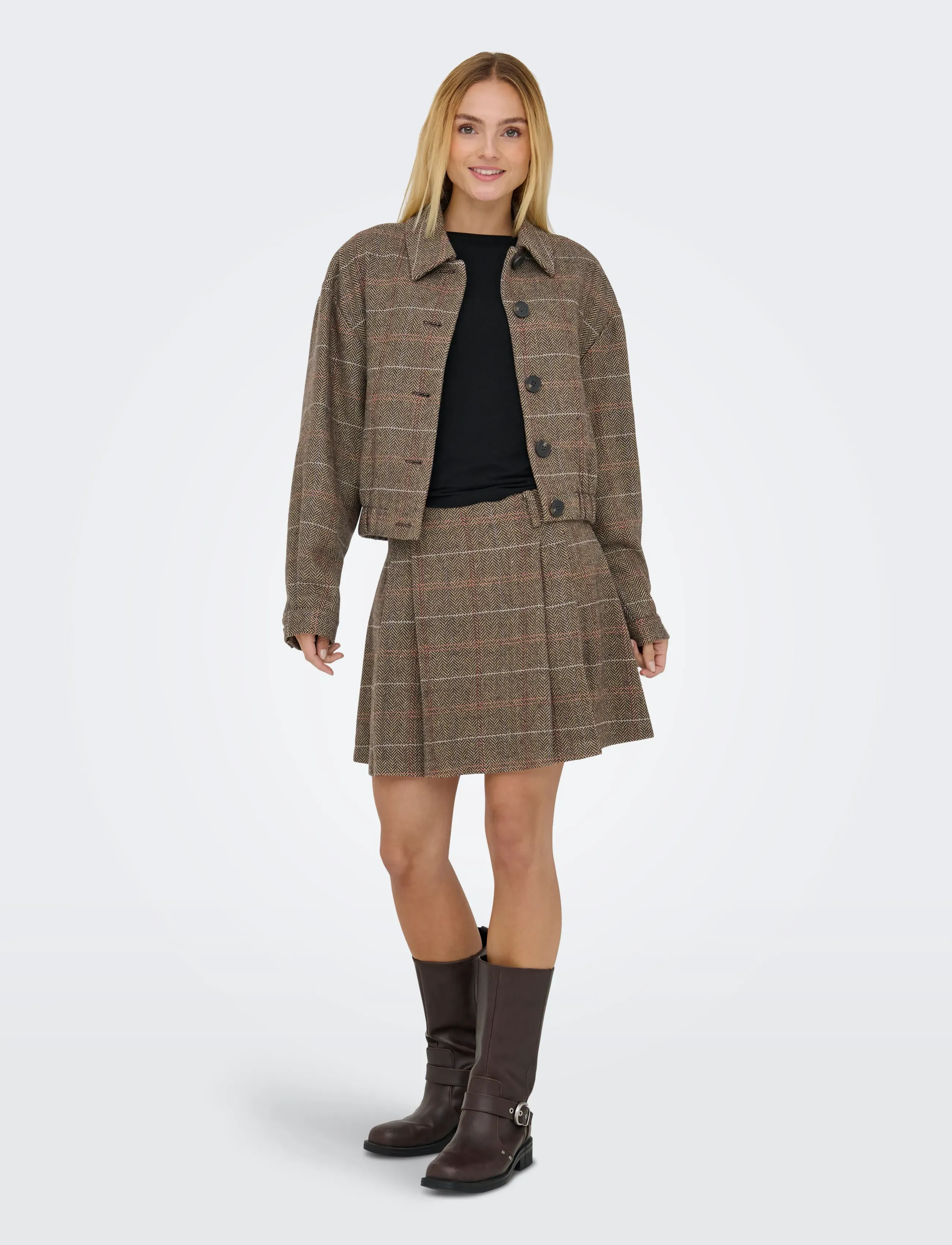 ONLY - ONLRICCA LIFE CHECK MW SKIRT OTW - seal brown - 5