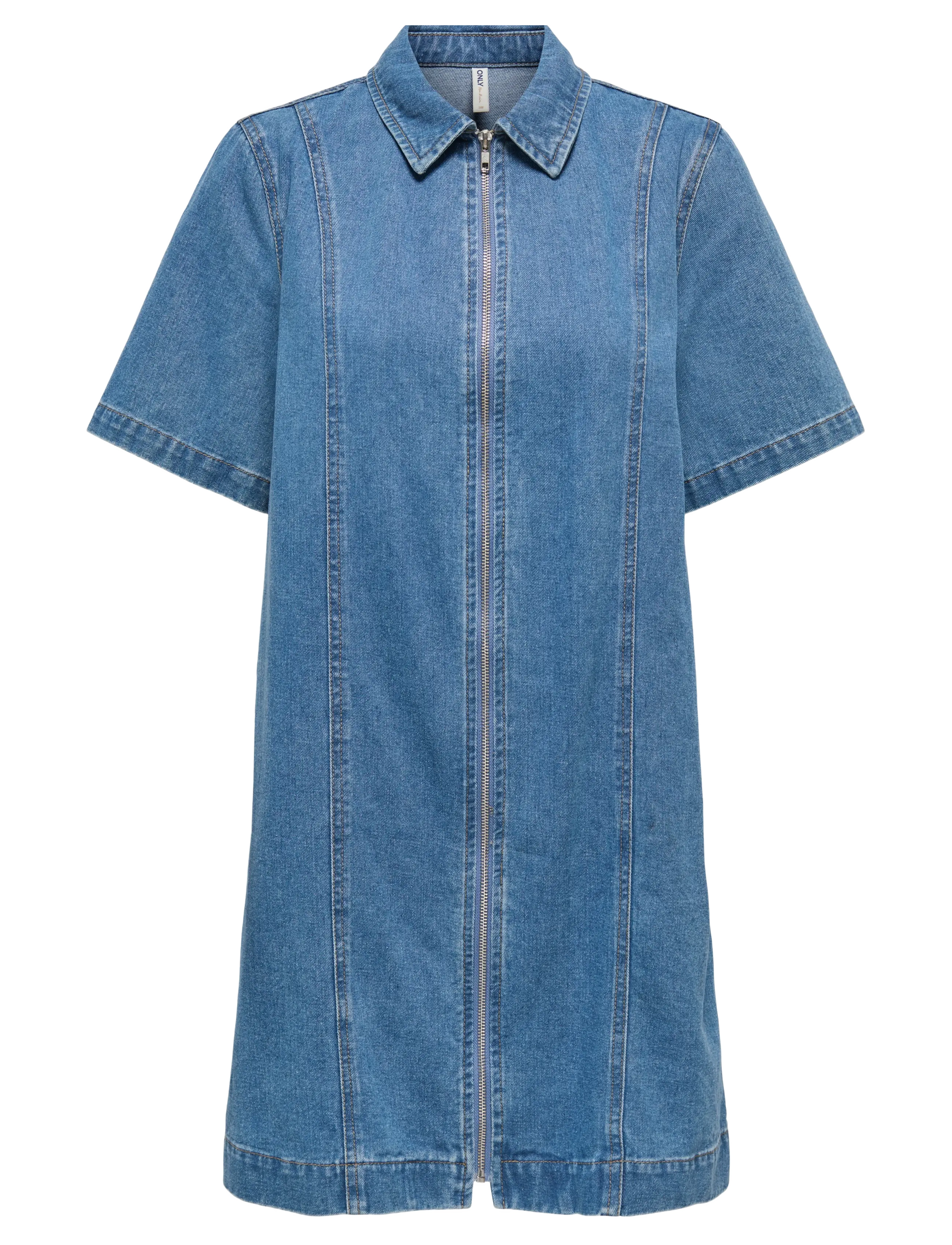 ONLY ONLROSENHEIM S/S ZIP DRESS DNM AKM MOCH - Kleider - LIGHT MEDIUM BLUE DENIM / blue