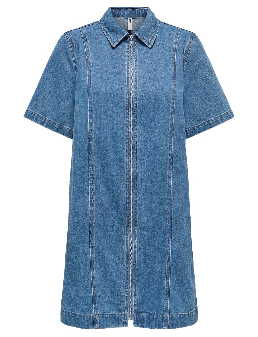 ONLY - ONLROSENHEIM S/S ZIP DRESS DNM AKM MOCH - jeansjurken - light medium blue denim - 0