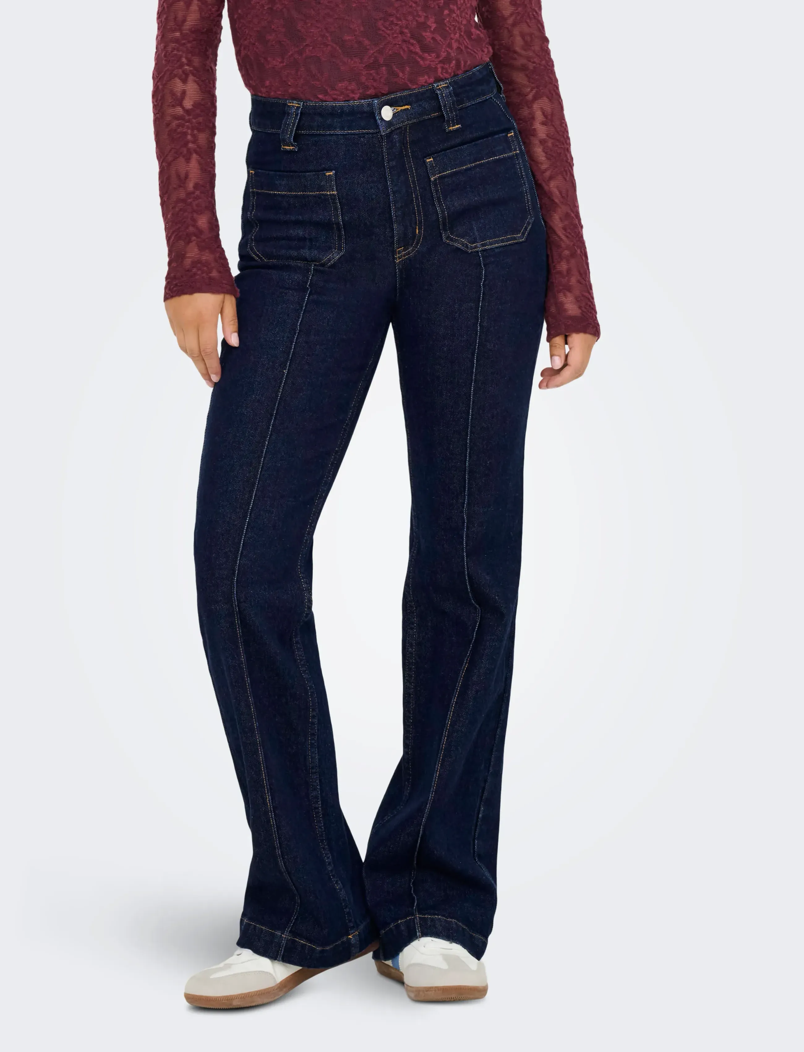ONLY ONLEMILY HW FLARED RINSE DNM MAE - Farkut - DARK BLUE DENIM / navy