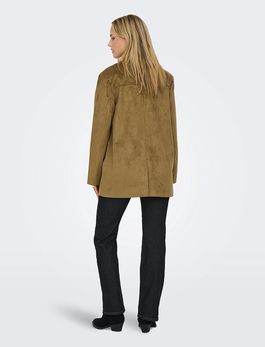 ONLY - ONLTULIP FAUX SUEDE BLAZER COAT OTW - léttar kápur - cognac - 3