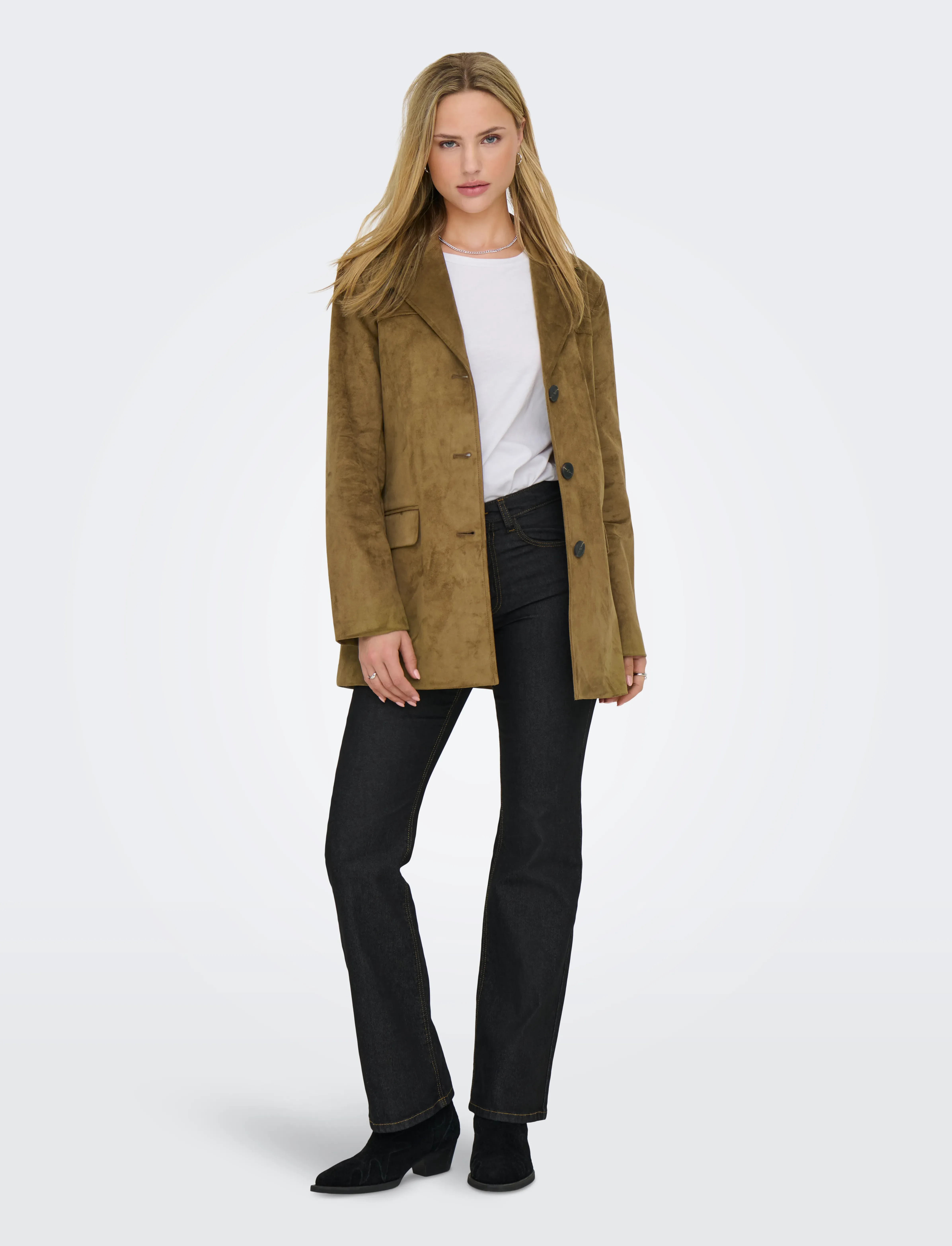 ONLY - ONLTULIP FAUX SUEDE BLAZER COAT OTW - léttar kápur - cognac - 4