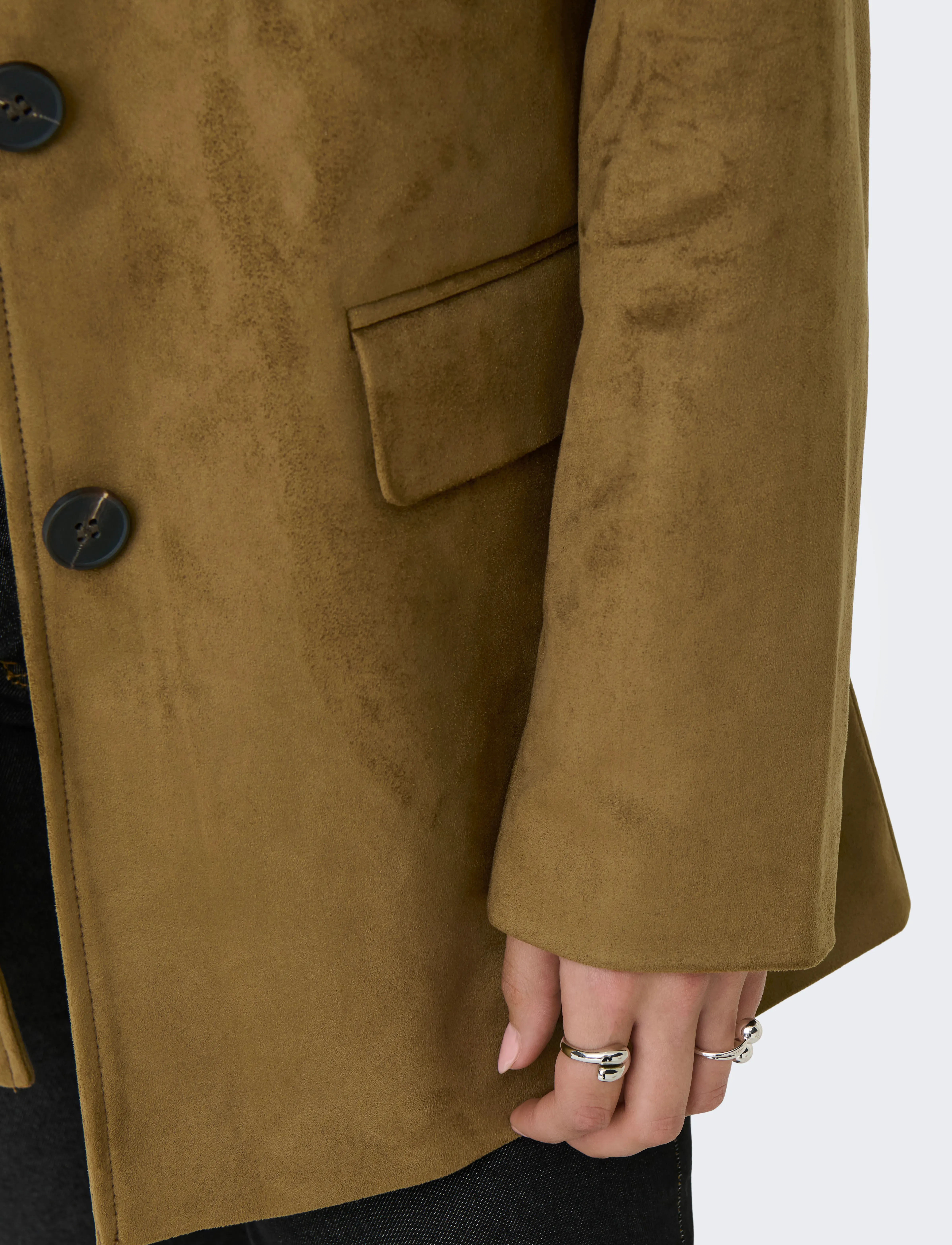 ONLY - ONLTULIP FAUX SUEDE BLAZER COAT OTW - léttar kápur - cognac - 5
