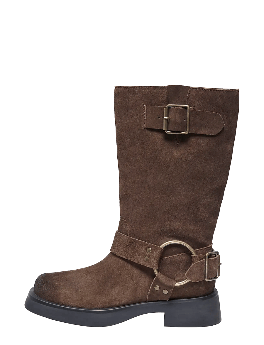 ONLY - ONLBEA LEATHER BIKER BOOT - knähöga stövlar - chocolate martini - 0