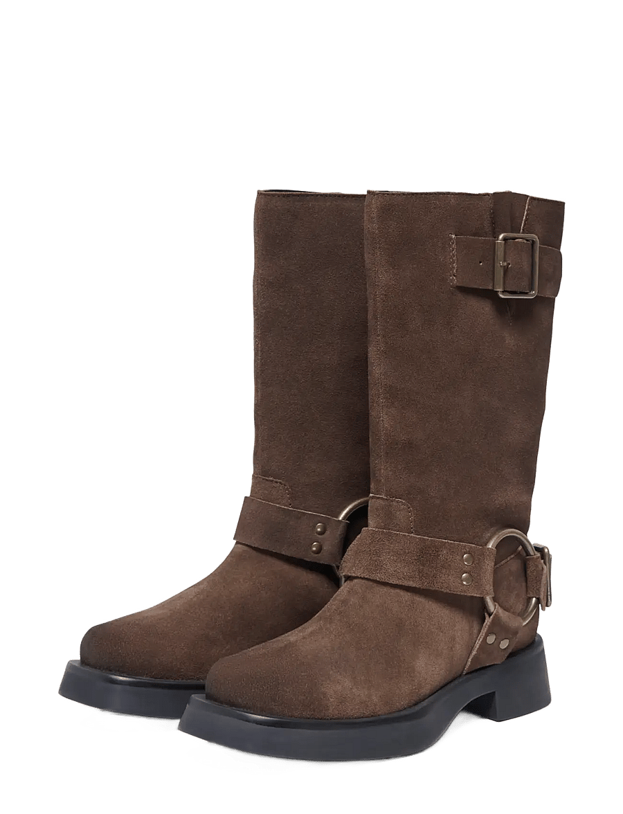 ONLY - ONLBEA LEATHER BIKER BOOT - knähöga stövlar - chocolate martini - 2