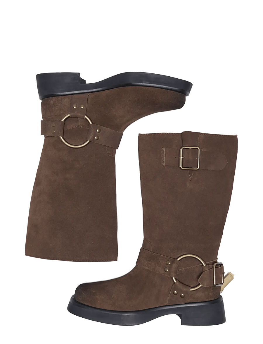 ONLY - ONLBEA LEATHER BIKER BOOT - knähöga stövlar - chocolate martini - 3
