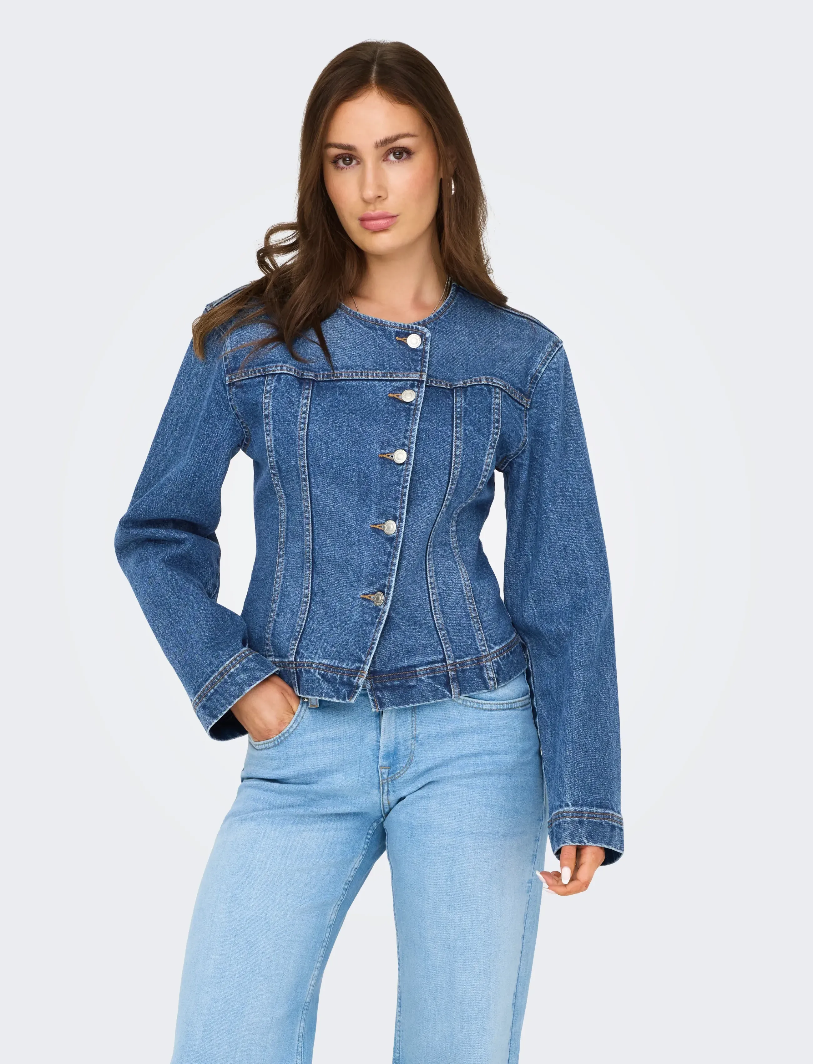 ONLY Onlisabel Ls Asym Dnm Jkt Mae, L, Blue, Jakker > Denim, Dame