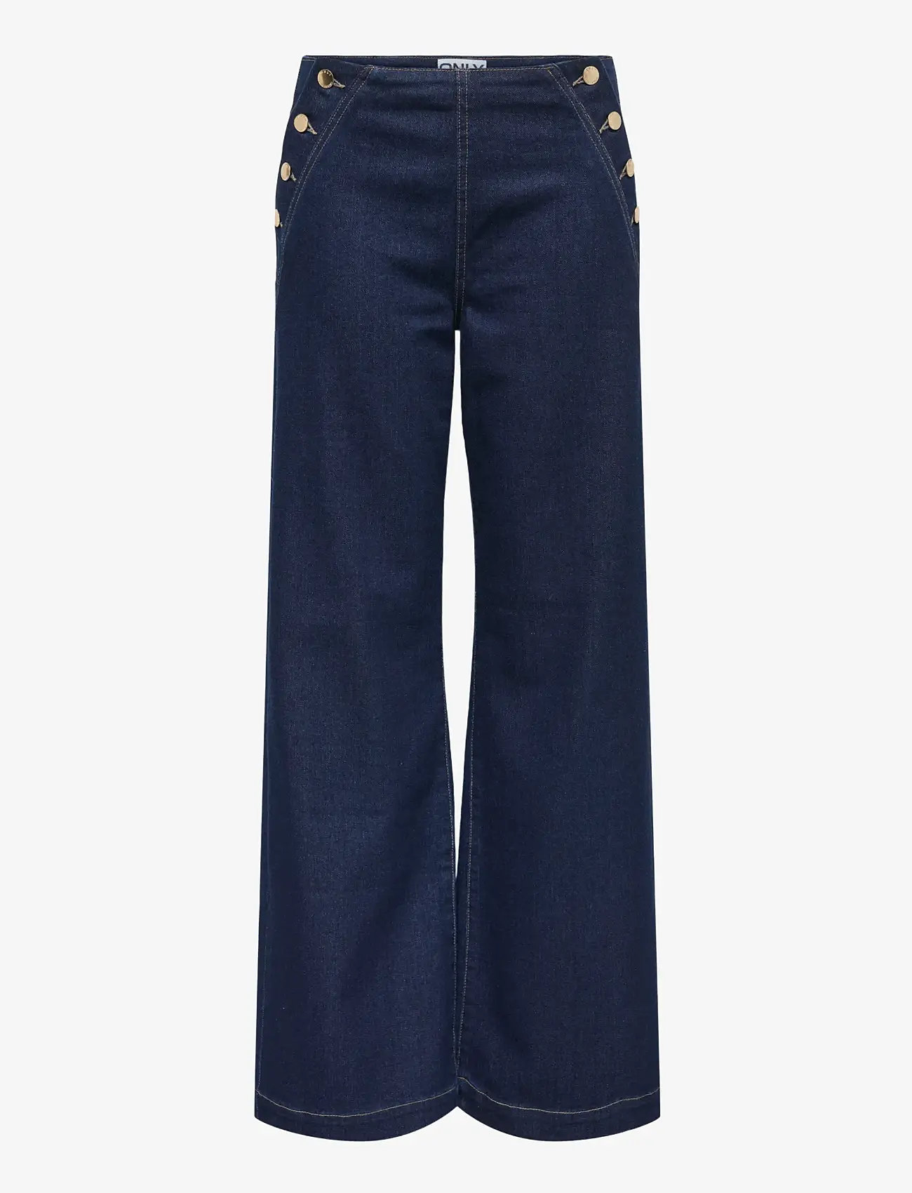 ONLY - ONLMADELINE BUTTON HW WIDE DNM GUA - hosen mit weitem bein - dark blue denim - 1