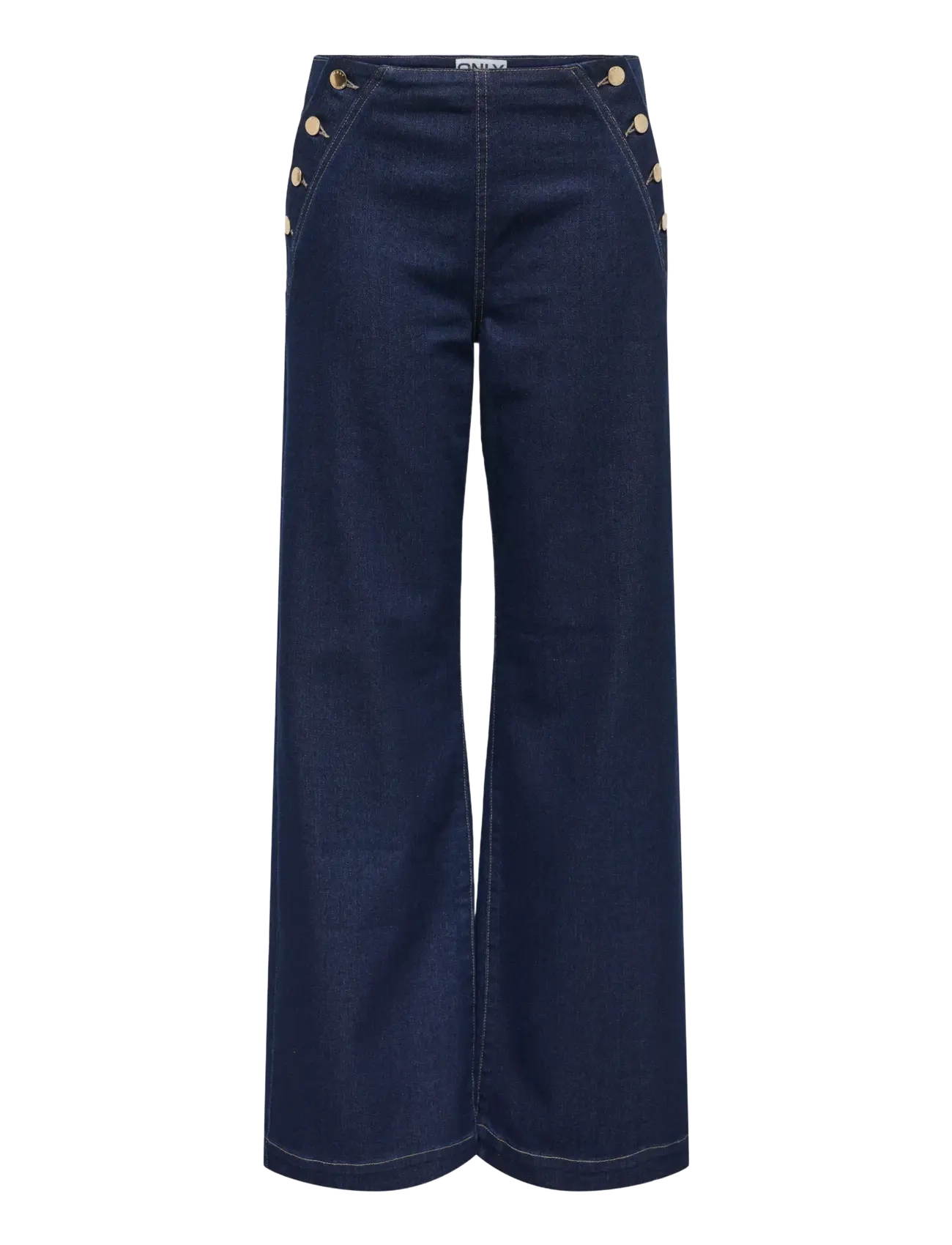 ONLY ONLMADELINE BUTTON HW WIDE DNM GUA - Denim-tyylit - DARK BLUE DENIM / navy
