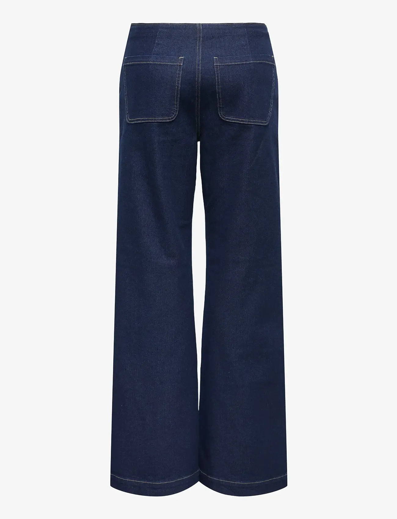 ONLY - ONLMADELINE BUTTON HW WIDE DNM GUA - hosen mit weitem bein - dark blue denim - 2