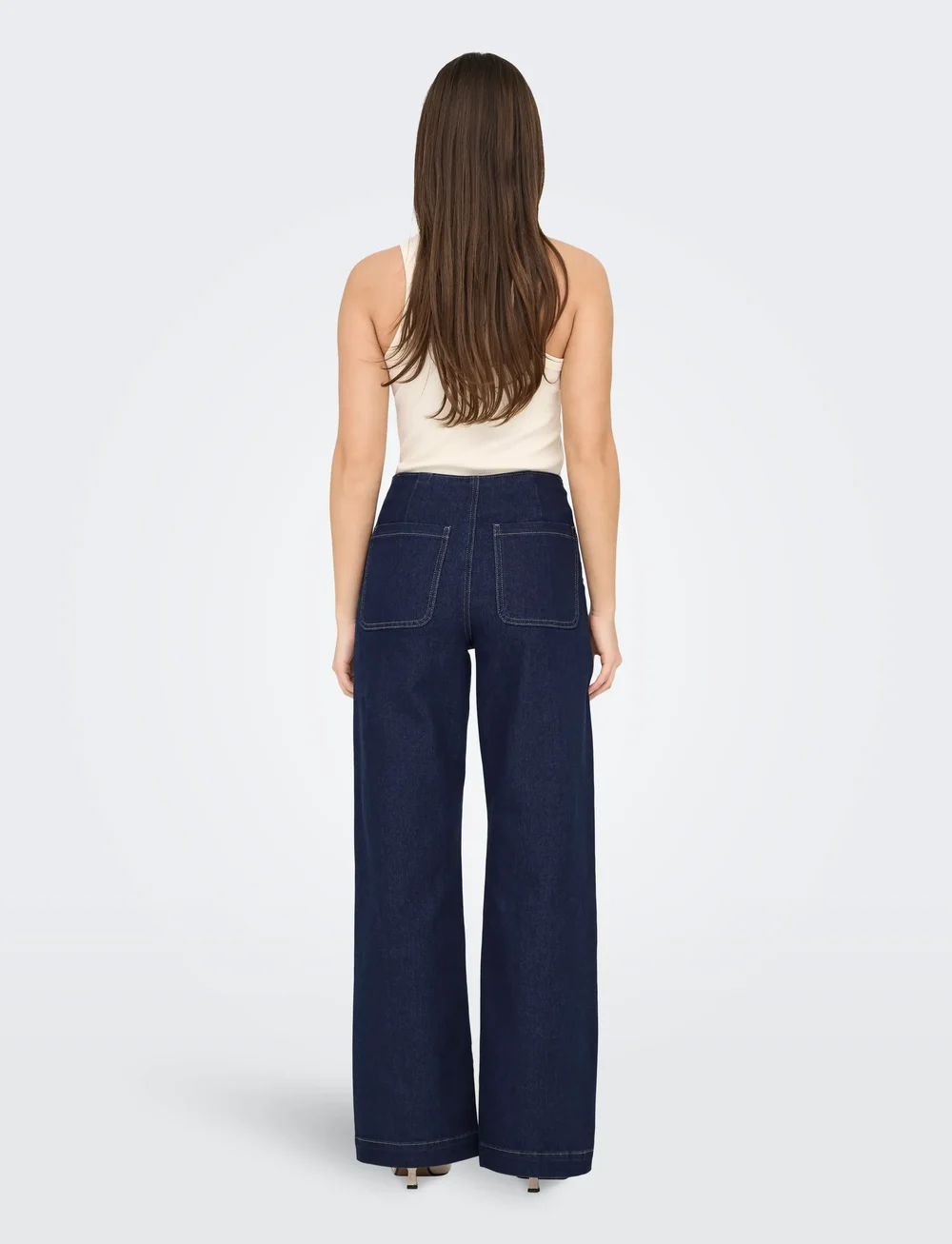 ONLY - ONLMADELINE BUTTON HW WIDE DNM GUA - brede jeans - dark blue denim - 3
