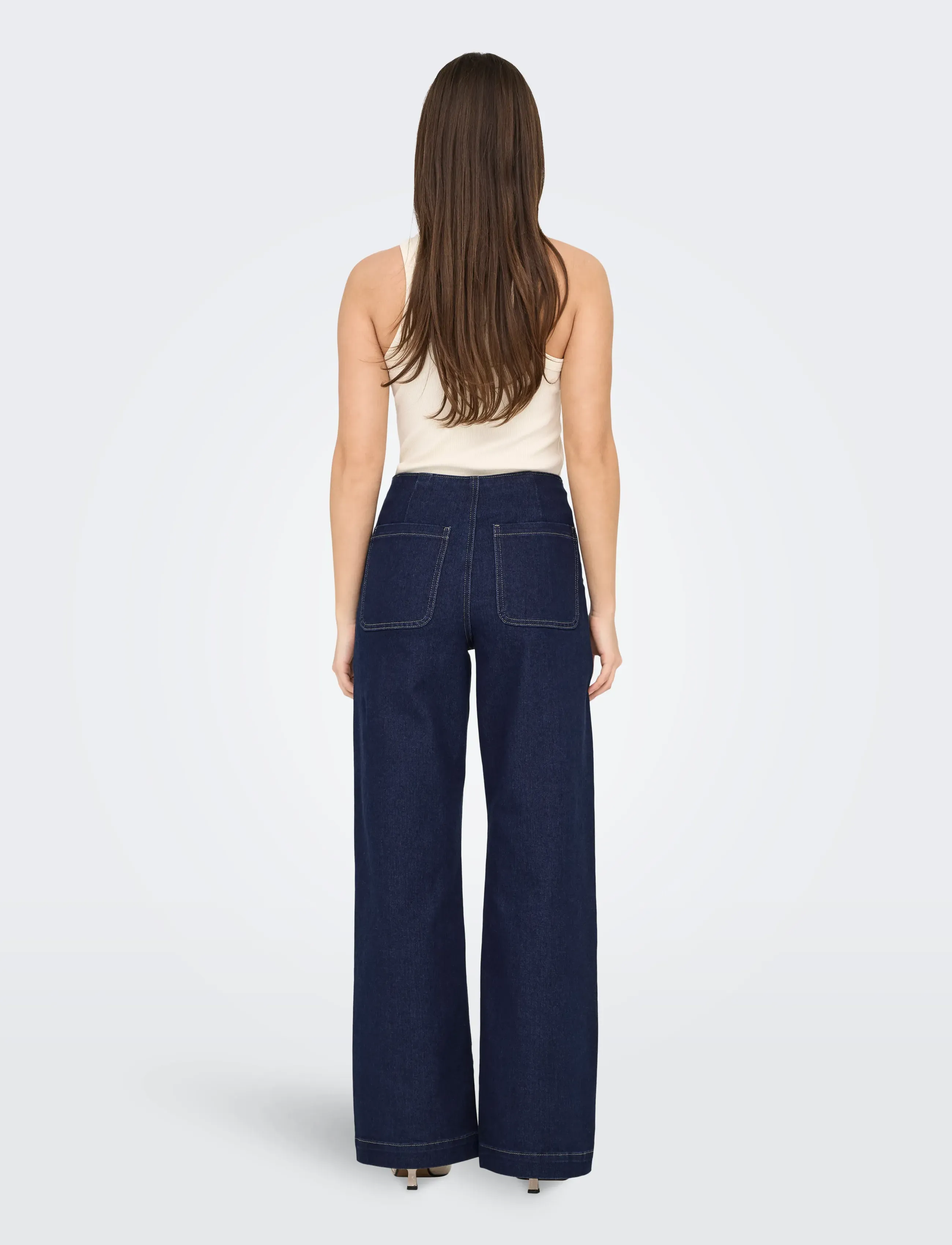ONLY - ONLMADELINE BUTTON HW WIDE DNM GUA - wide leg jeans - dark blue denim - 3