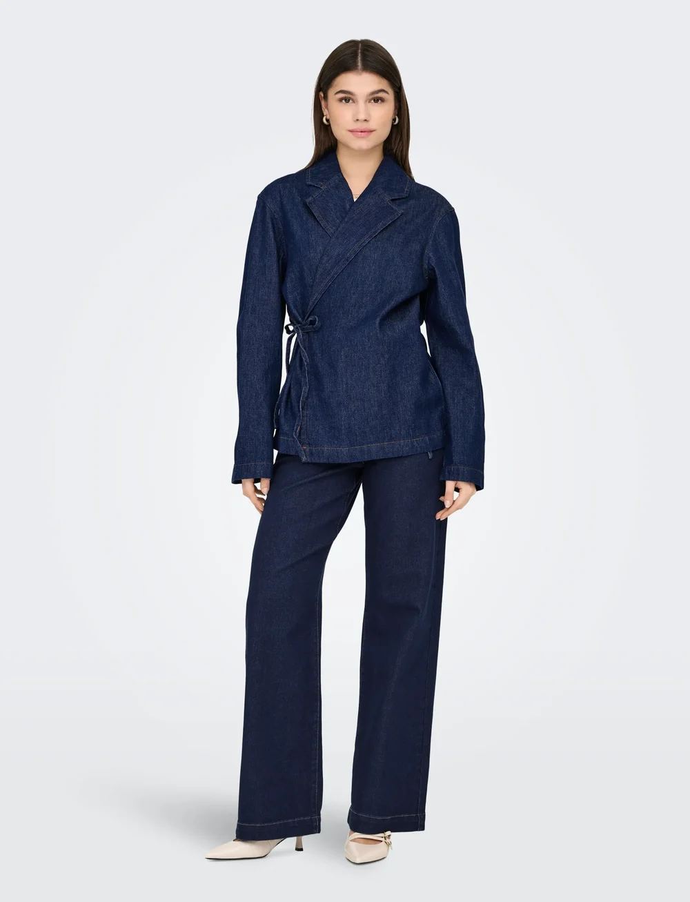 ONLY - ONLMADELINE BUTTON HW WIDE DNM GUA - brede jeans - dark blue denim - 4