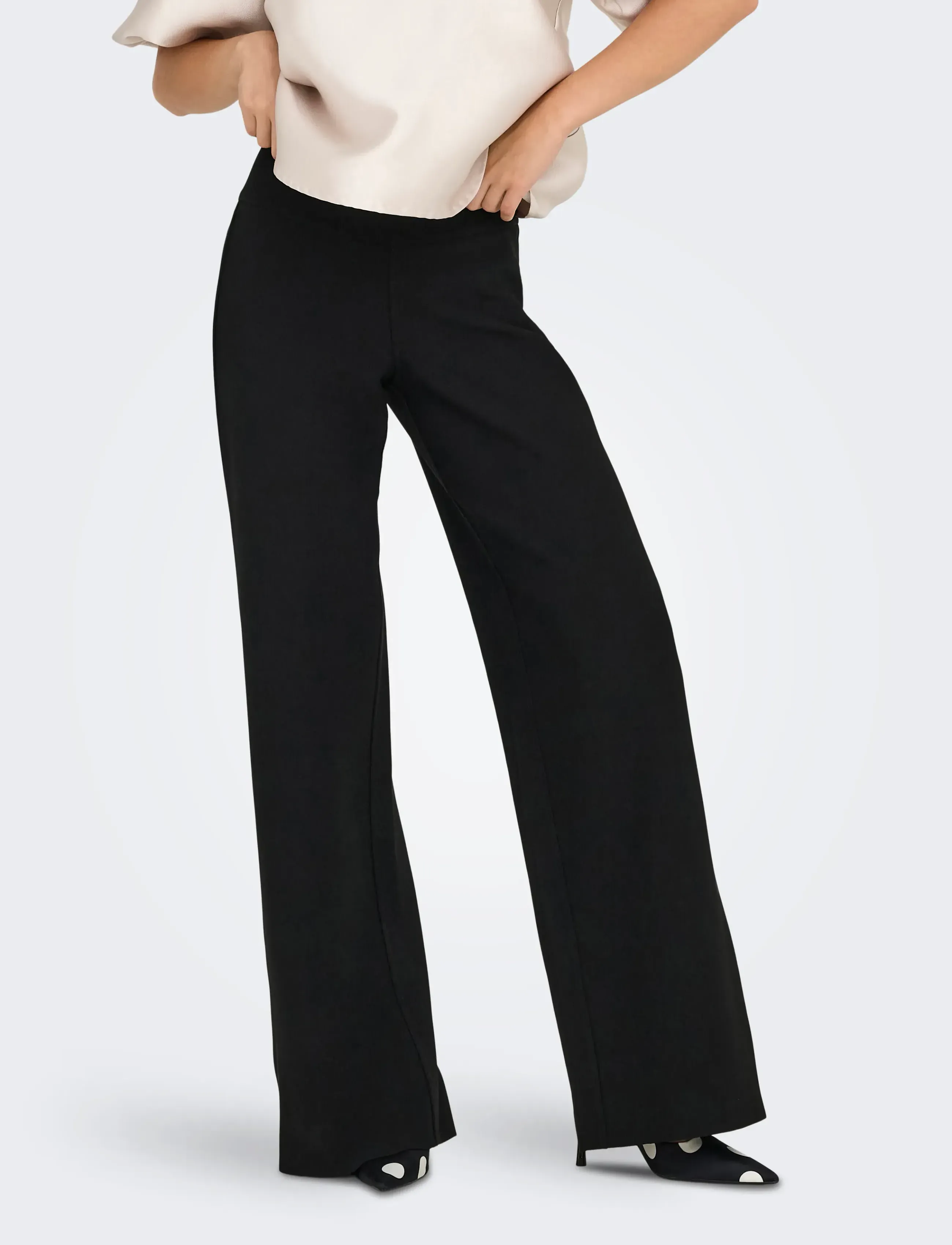 ONLY ONLCLEVER HW WIDE PANT PNT - Tøj - BLACK / black
