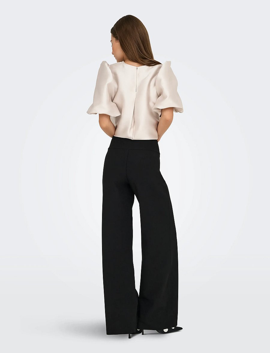 ONLY - ONLCLEVER HW WIDE PANT PNT - pantalons larges - black - 3