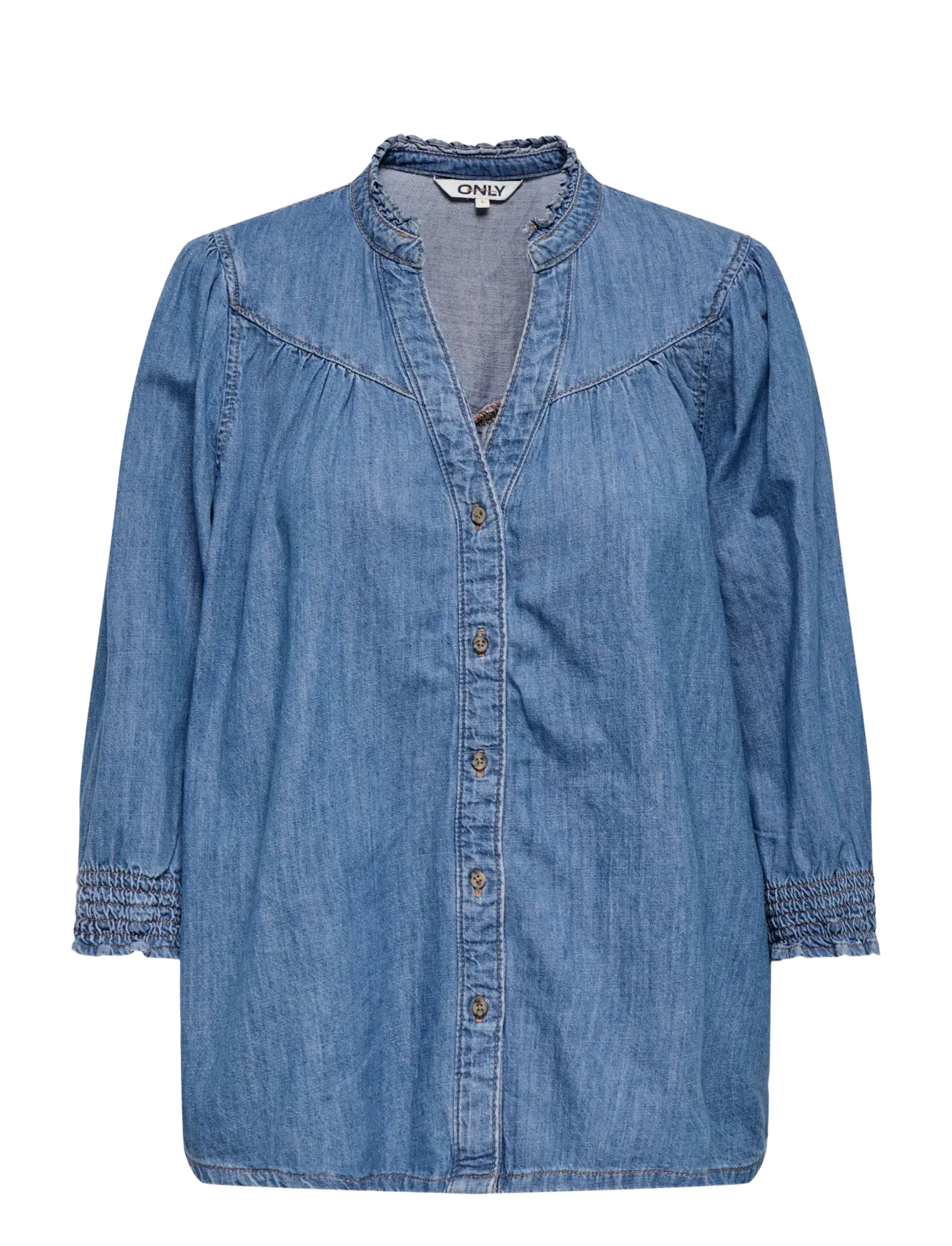 ONLY ONLRAYA 3/4 SHIRT DNM AKM NOOS - Tøj - MEDIUM BLUE DENIM / blue