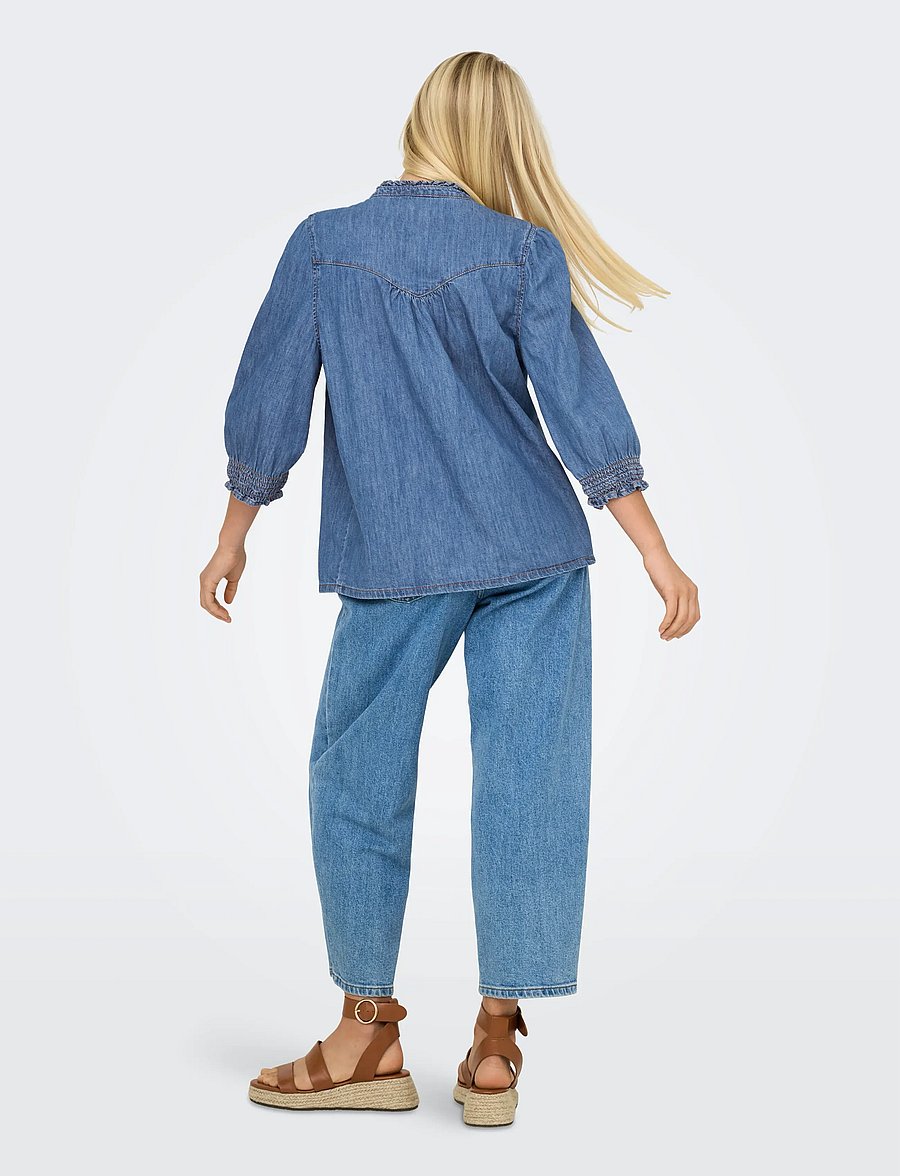 ONLY - ONLRAYA 3/4 SHIRT DNM AKM NOOS - jeanshemden - medium blue denim - 3