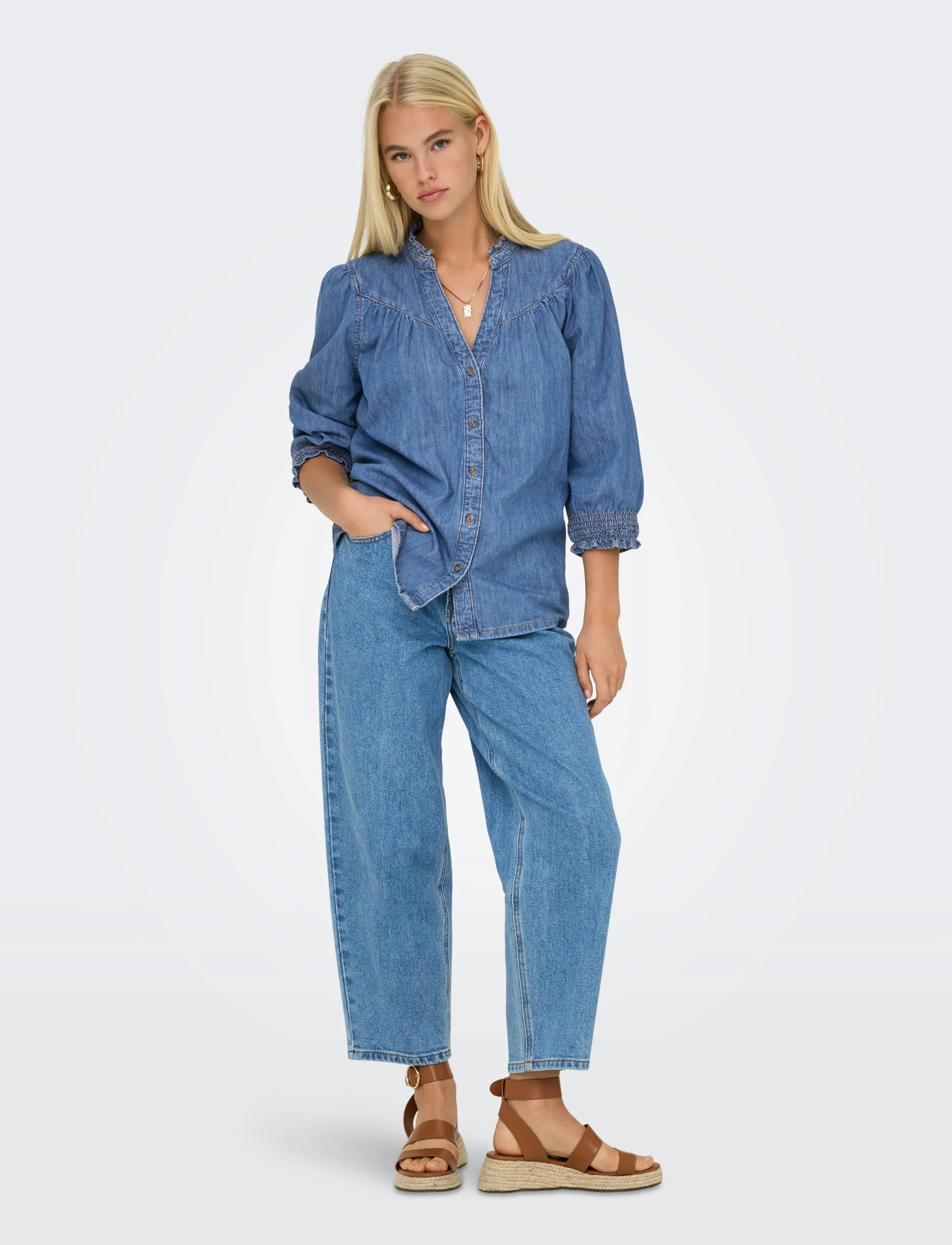 ONLY - ONLRAYA 3/4 SHIRT DNM AKM NOOS - jeanshemden - medium blue denim - 5