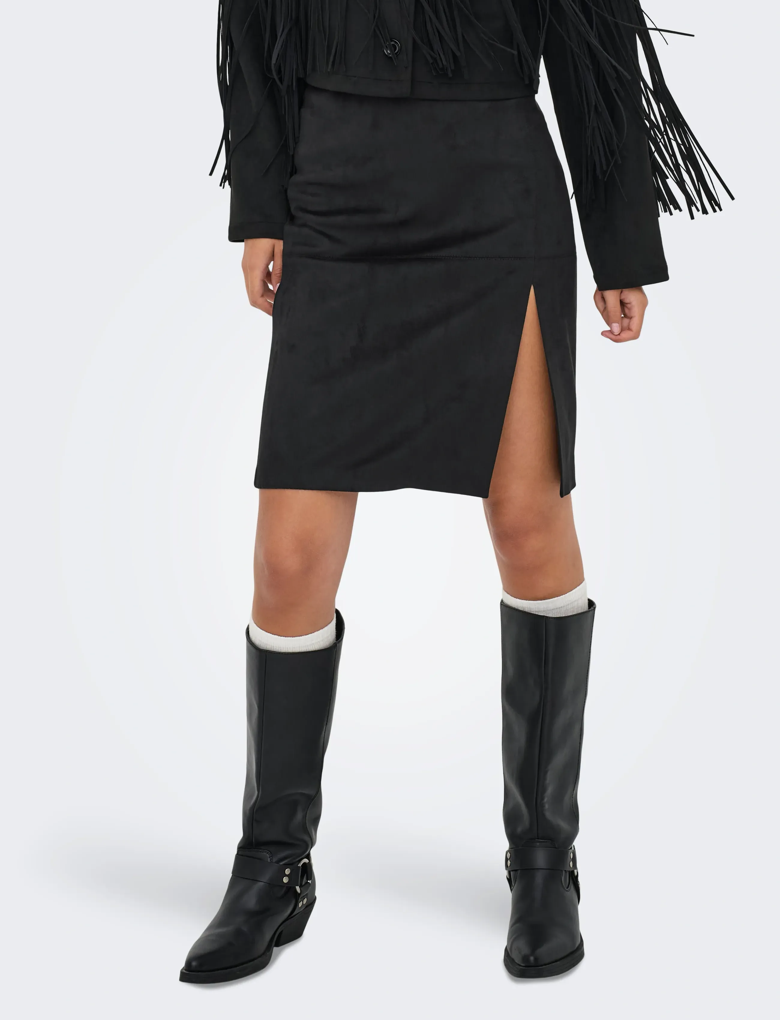ONLY ONLOLINE LIFE FAUX SUEDE SKIRT OTW - Pencil Skirts - BLACK / black