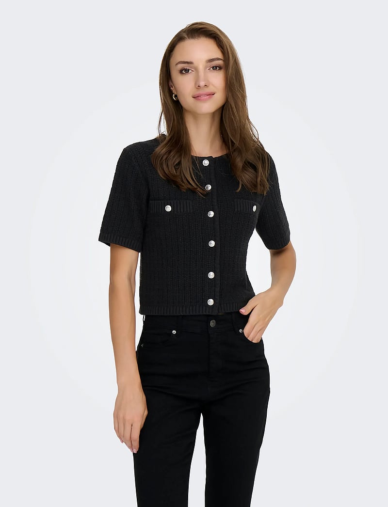 ONLY - ONLKIEL S/S BUTTON CARD KNT MOCH - cardigans - black - 0