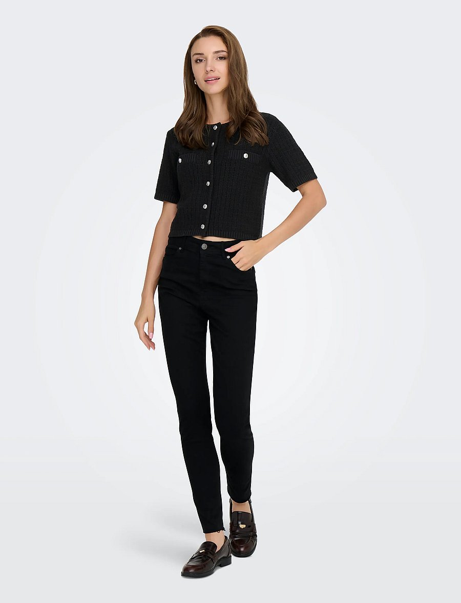 ONLY - ONLKIEL S/S BUTTON CARD KNT MOCH - black - 4