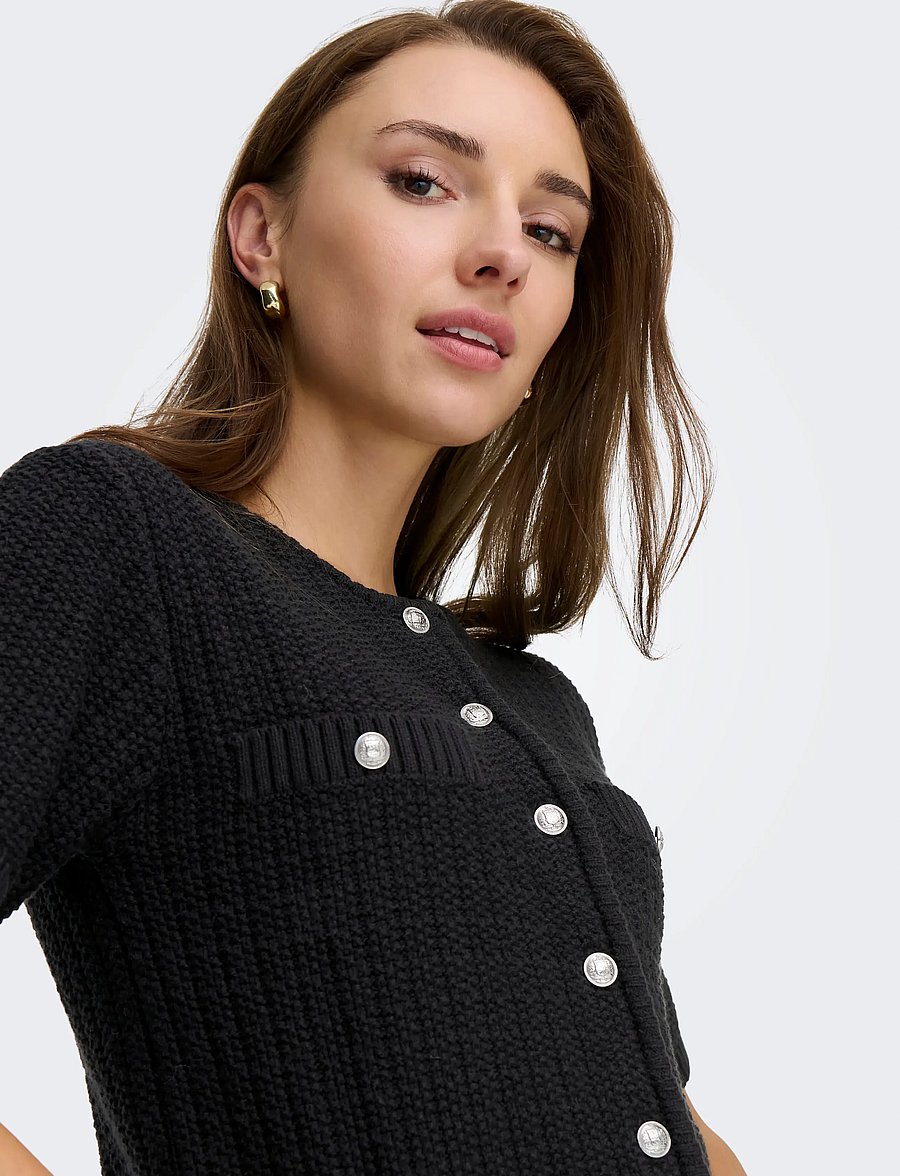 ONLY - ONLKIEL S/S BUTTON CARD KNT MOCH - black - 5