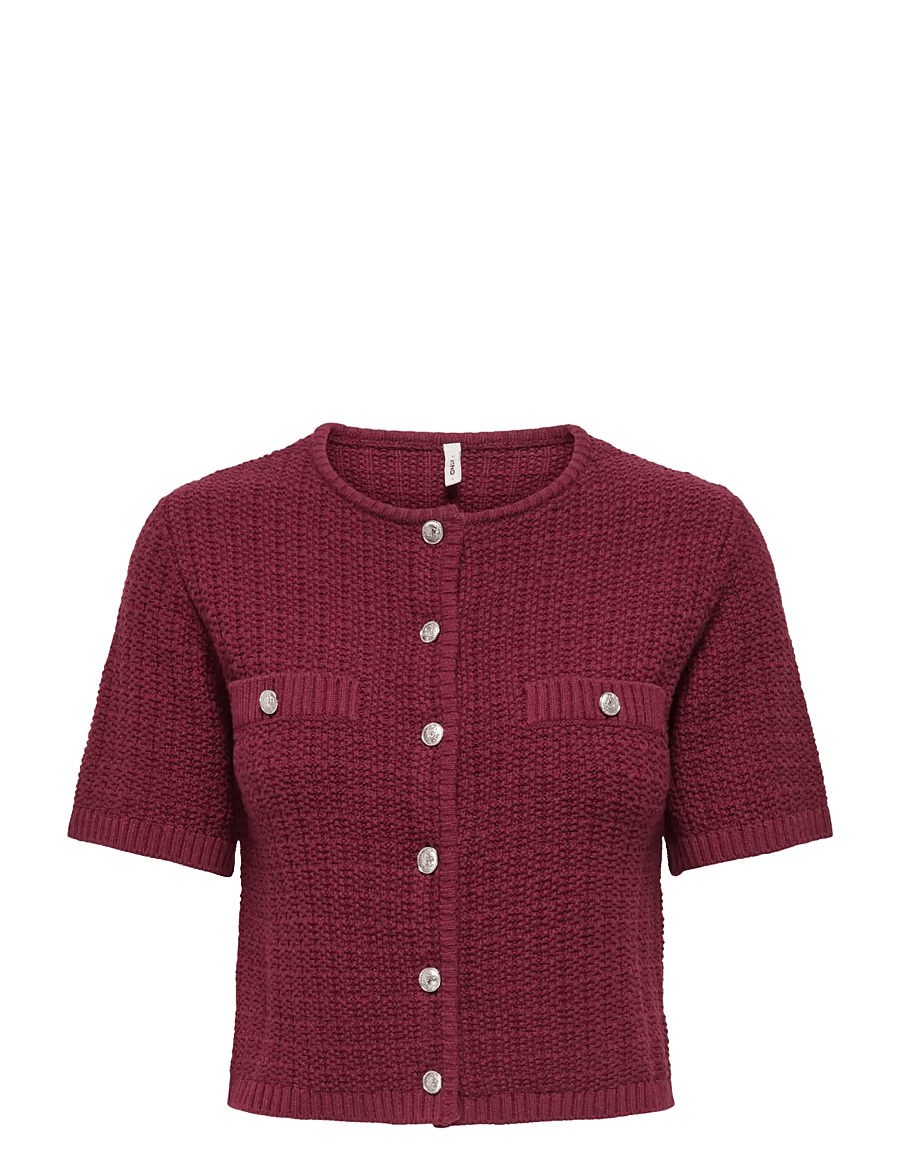 ONLY - ONLKIEL S/S BUTTON CARD KNT MOCH - cabernet - 1