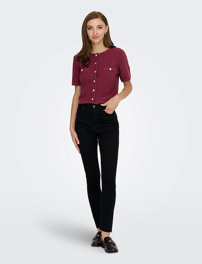 ONLY - ONLKIEL S/S BUTTON CARD KNT MOCH - koftor - cabernet - 4