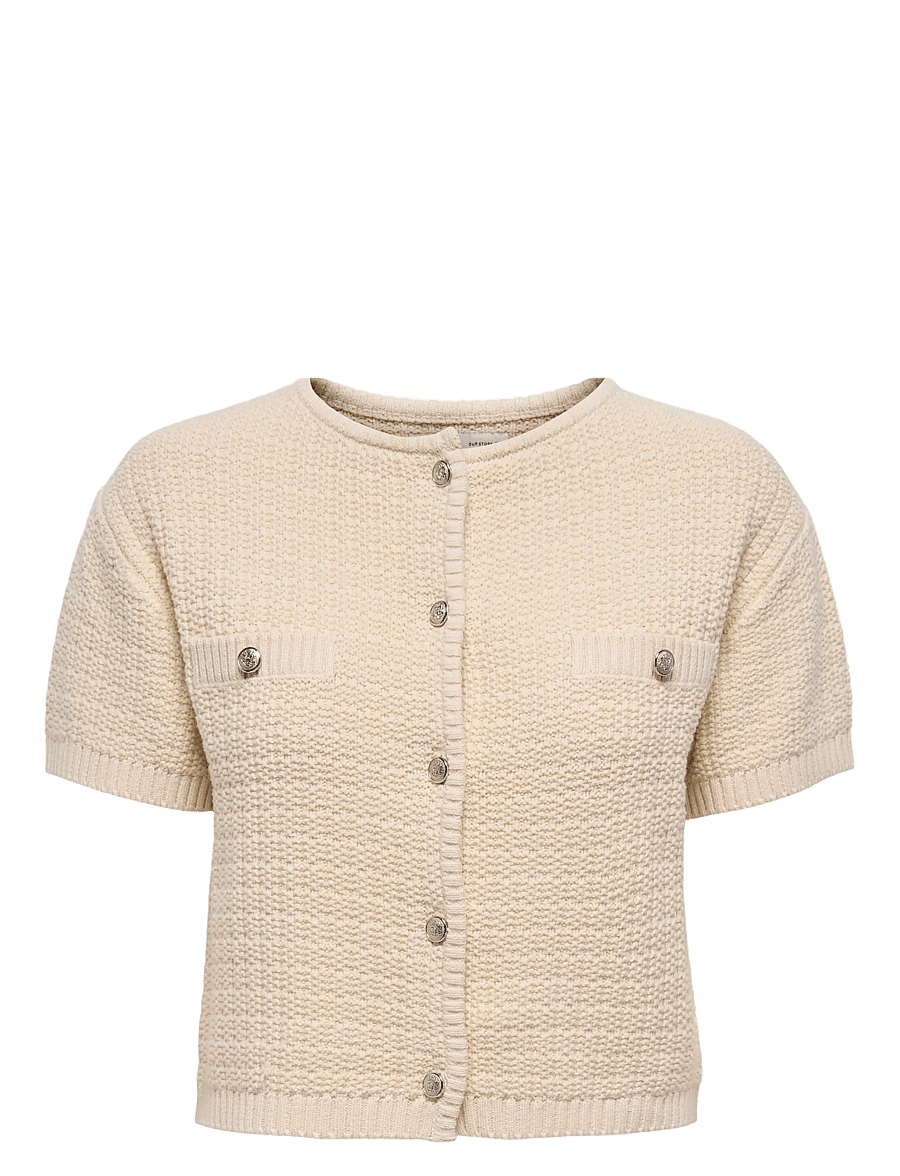 ONLY - ONLKIEL S/S BUTTON CARD KNT MOCH - ecru - 1