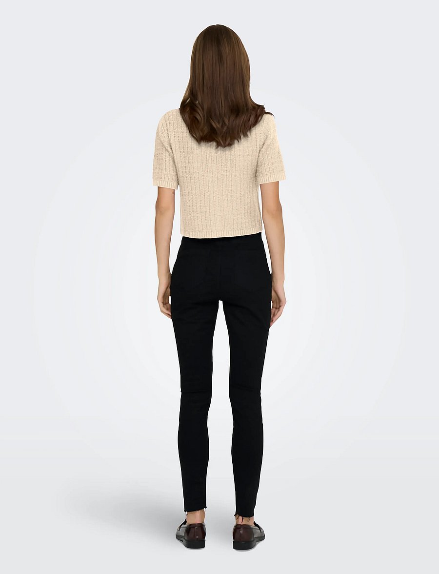 ONLY - ONLKIEL S/S BUTTON CARD KNT MOCH - ecru - 3