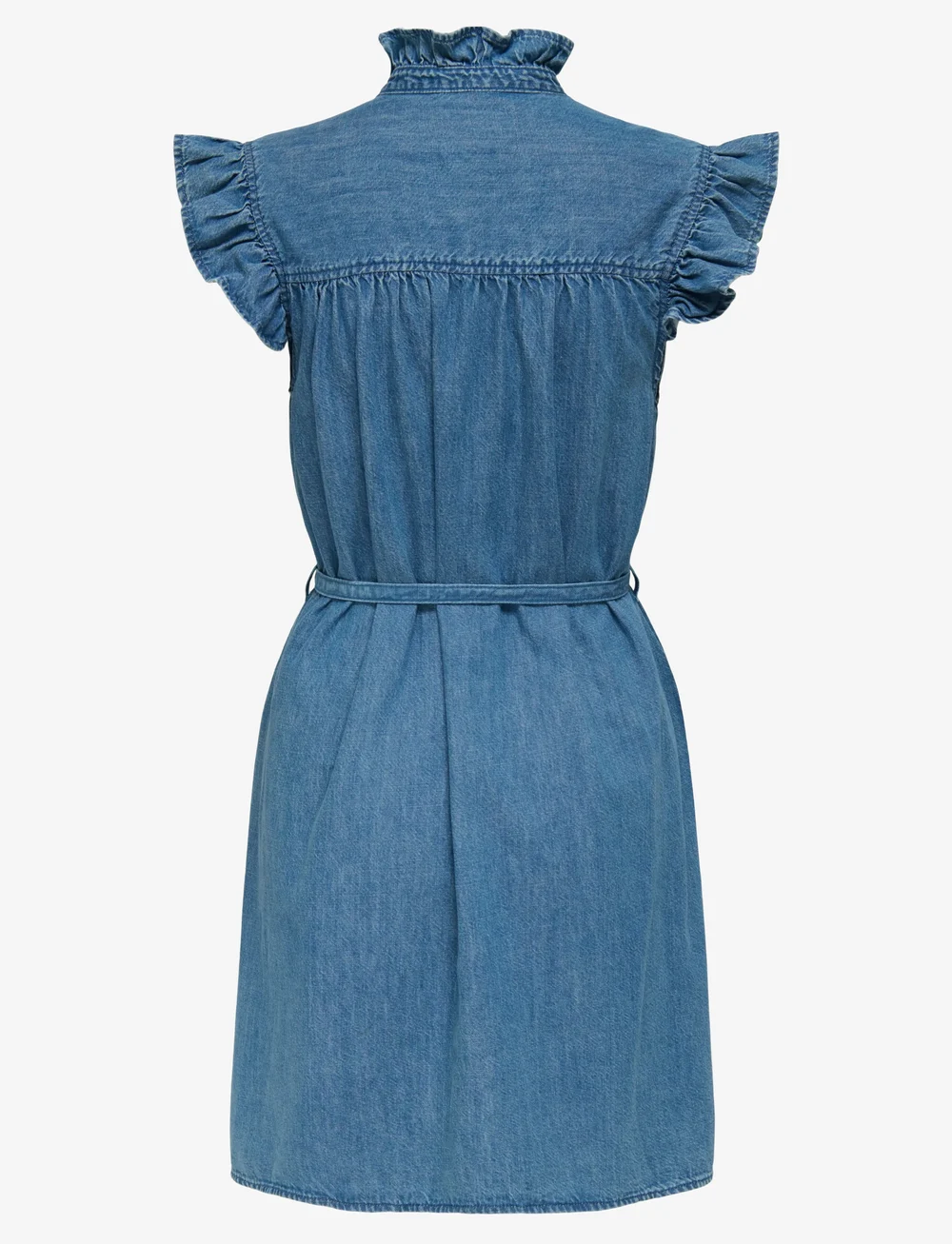 ONLY - ONLSHANIA S/L FRILL DNM DRESS AKM - denimkjoler - medium blue denim - 1