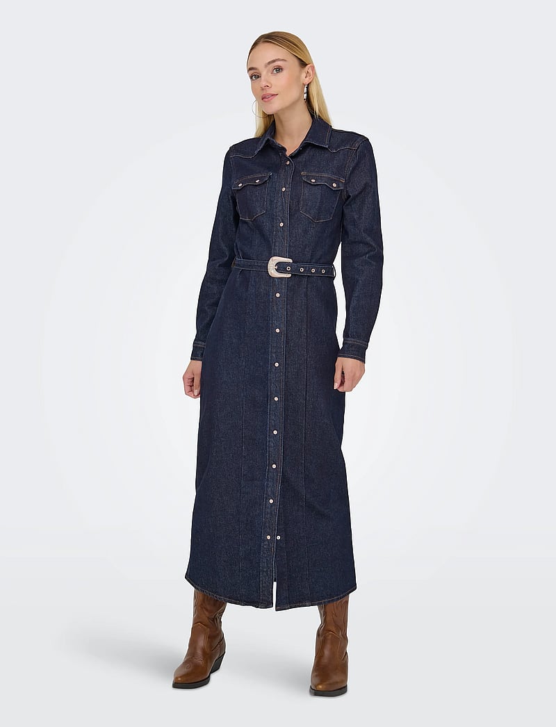 ONLY - ONLCAMOMILE LS DNM DRESS BF MAE - hemdkleider - dark blue denim - 0