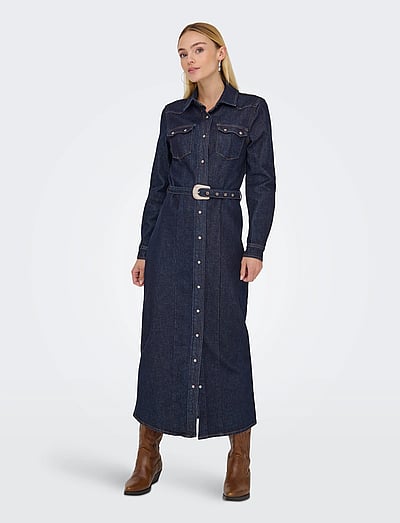 ONLY ONLCAMOMILE LS DNM DRESS BF MAE - Hemdkleider - DARK BLUE DENIM / navy