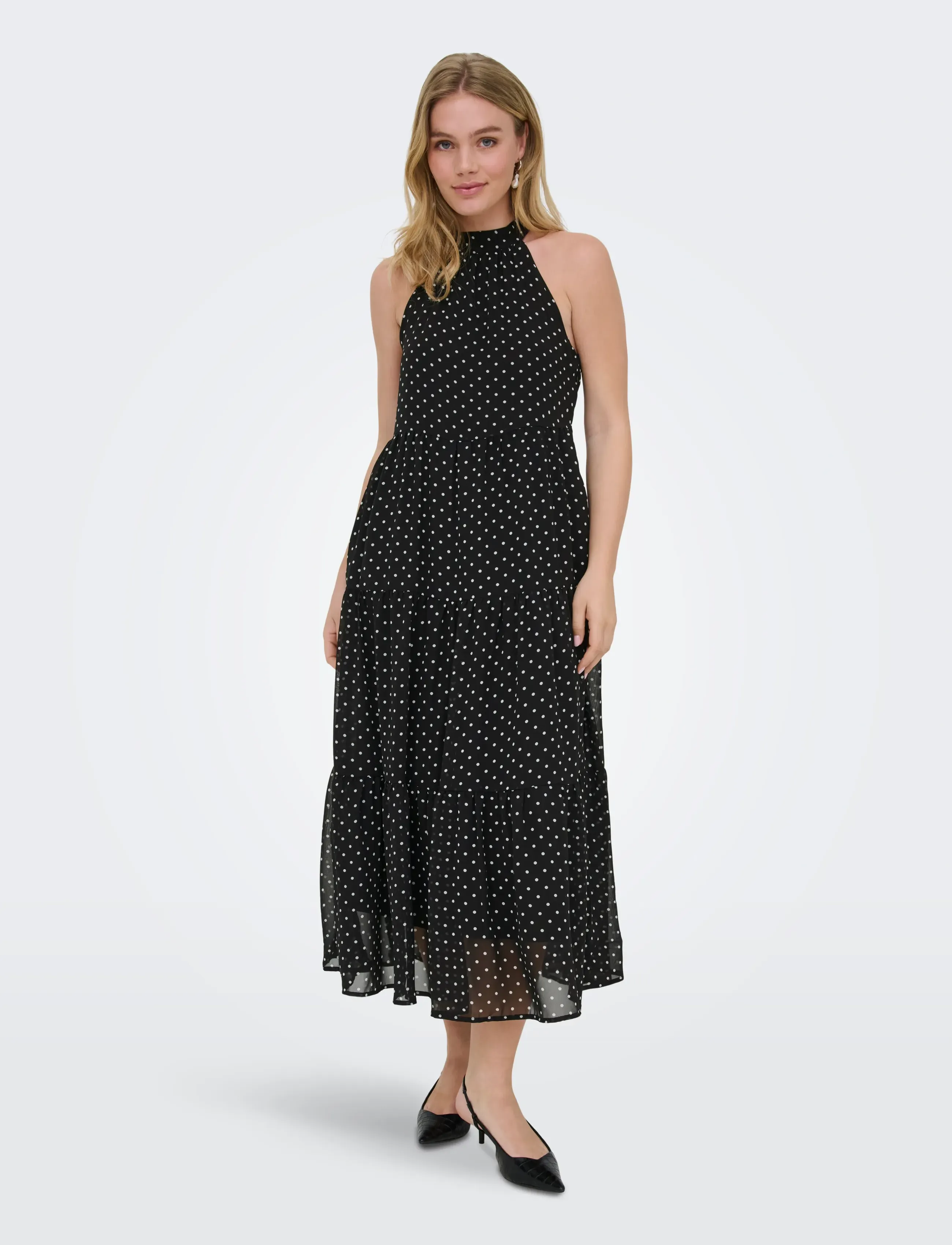 ONLY Onlpetra Life Halter Neck Ank Dress Wvn, L, Dresses, Schwarz - Maxi Dress, Frauen