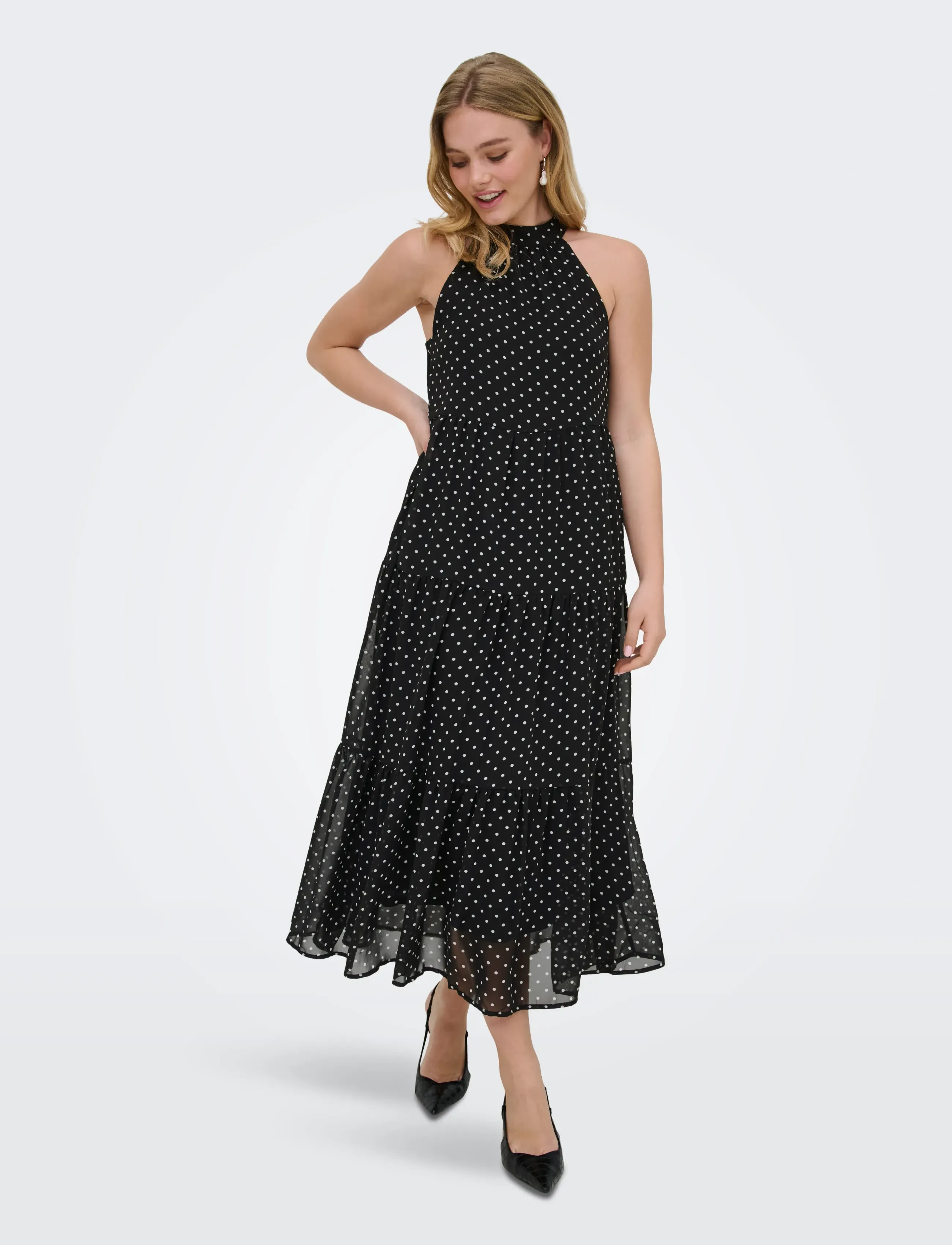 ONLY - ONLPETRA LIFE HALTER NECK ANK DRESS WVN - evening dresses - black - 4