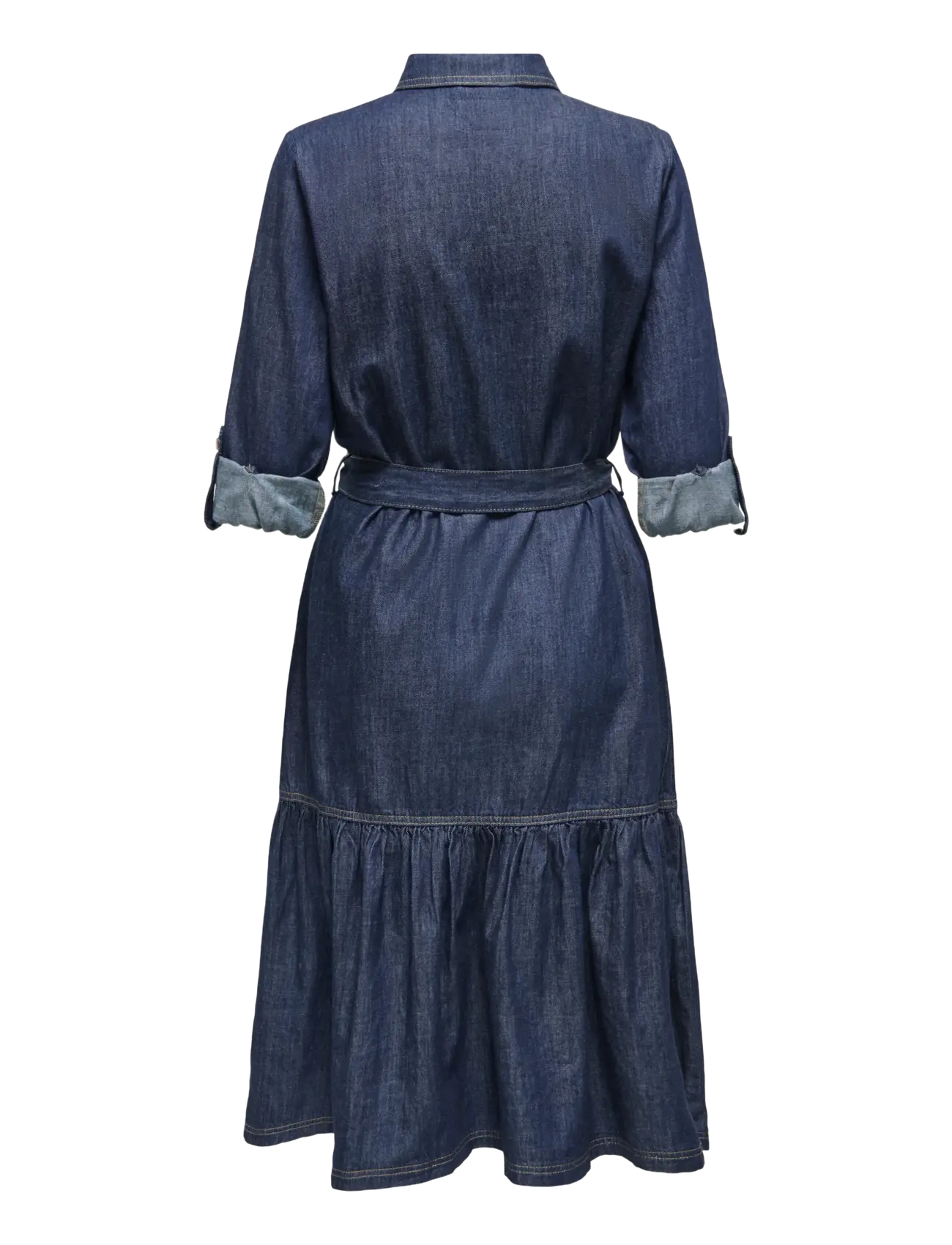 ONLY - ONLSEVIGNY FRILL 3/4 SL LONG DRESS DNM - robes chemises - dark blue denim - 2